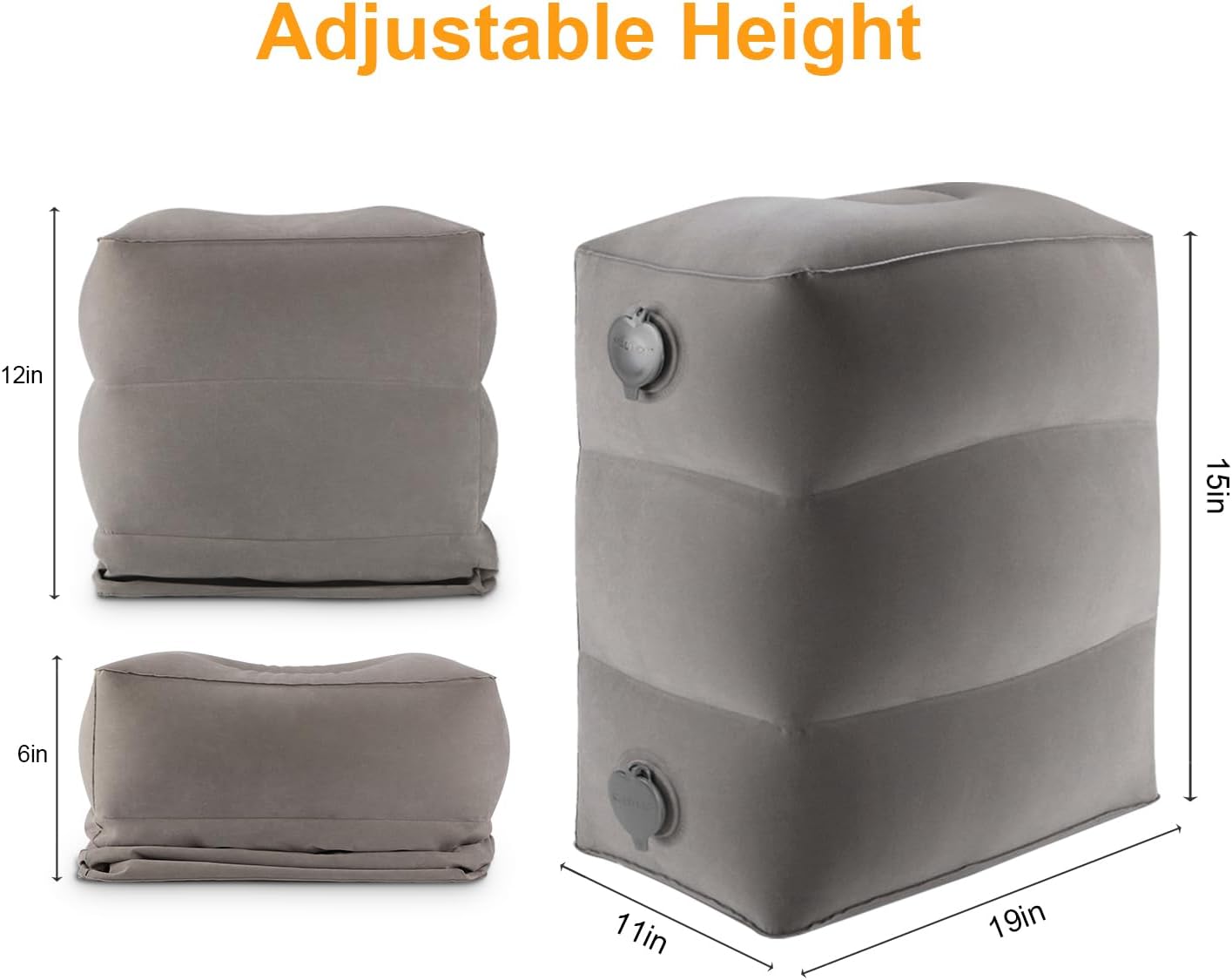 Thumbnail 2 de Maliton Airplane Footrest Inflatable Foot Rest for Kids – Adjustable Height Travel Pillow (Grey, 1 Pack)