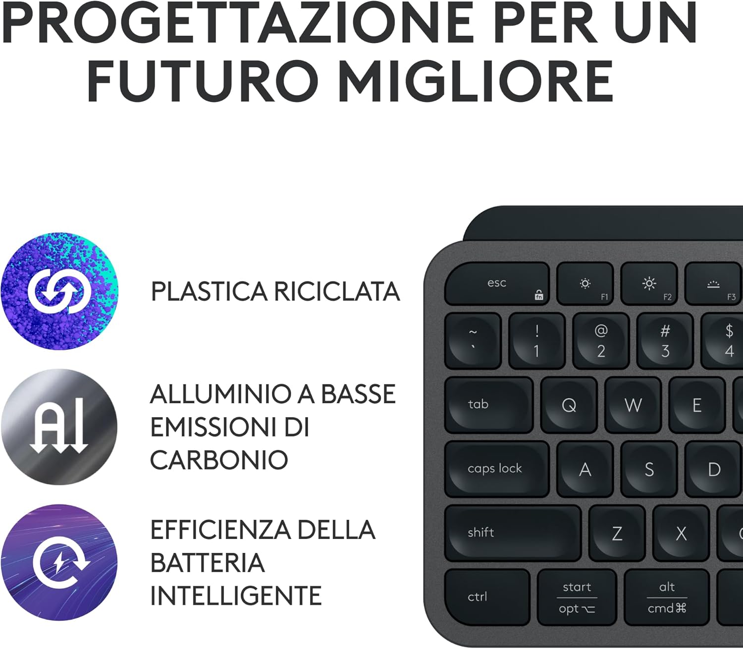 Thumbnail 5 de Logitech MX Keys S tastiera wireless profilo basso, retroilluminazione e tasti programmabili QWERTY italiano grigio