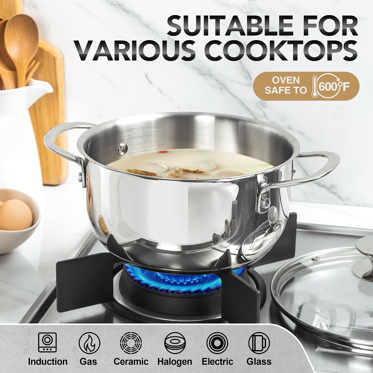 Detalle 2 de MICHELANGELO Stainless Steel Pot Set 3pcs