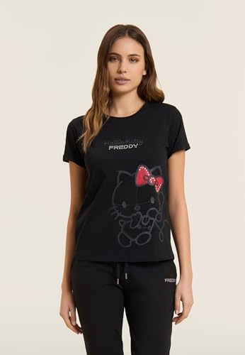 Thumbnail 1 de FREDDY T-Shirt Hello Kitty con stampa tono su tono – Nero, Donna, Taglia Large