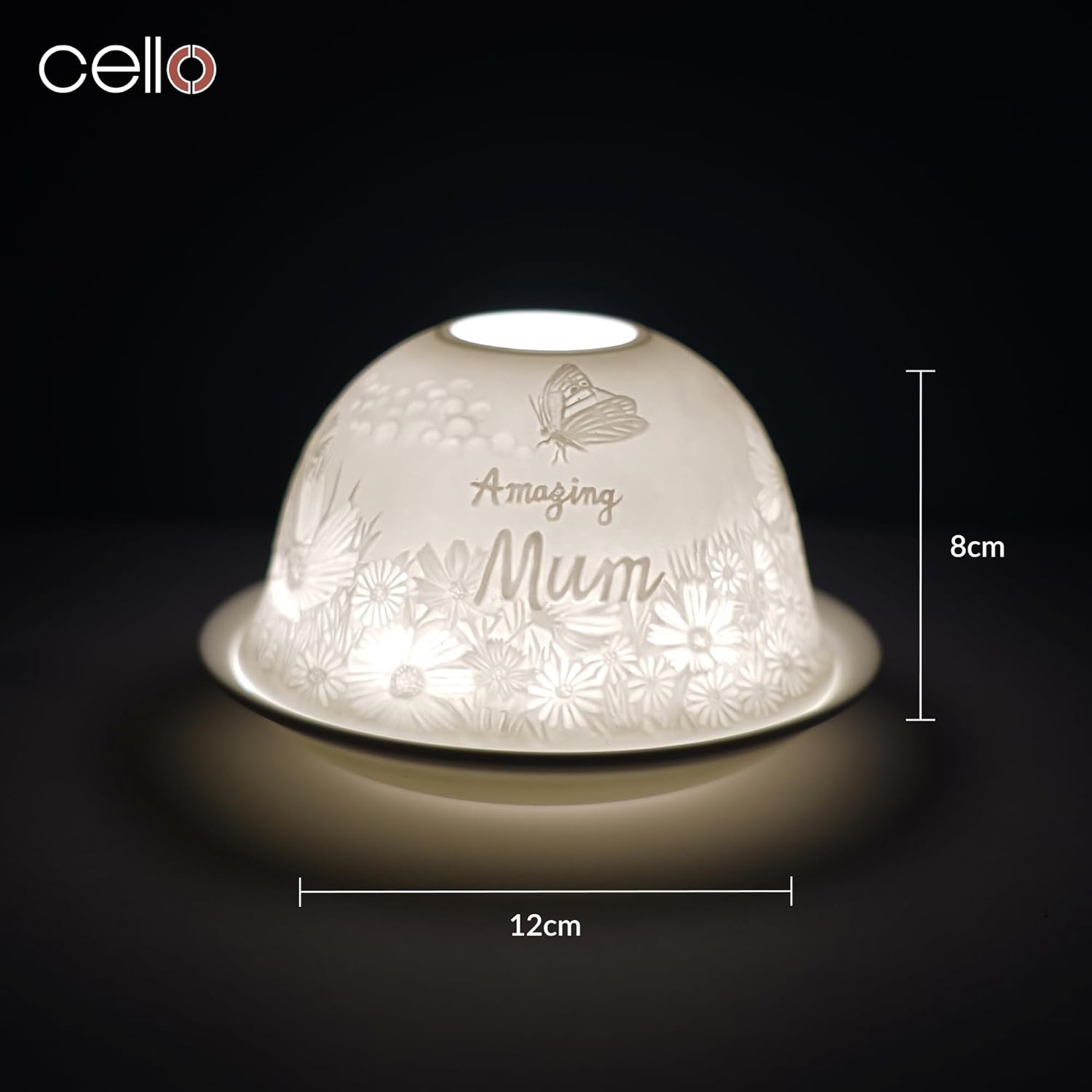 Thumbnail 1 de Cello Porcelain Tealight Holder Dome “Amazing Mum” with 3D projection