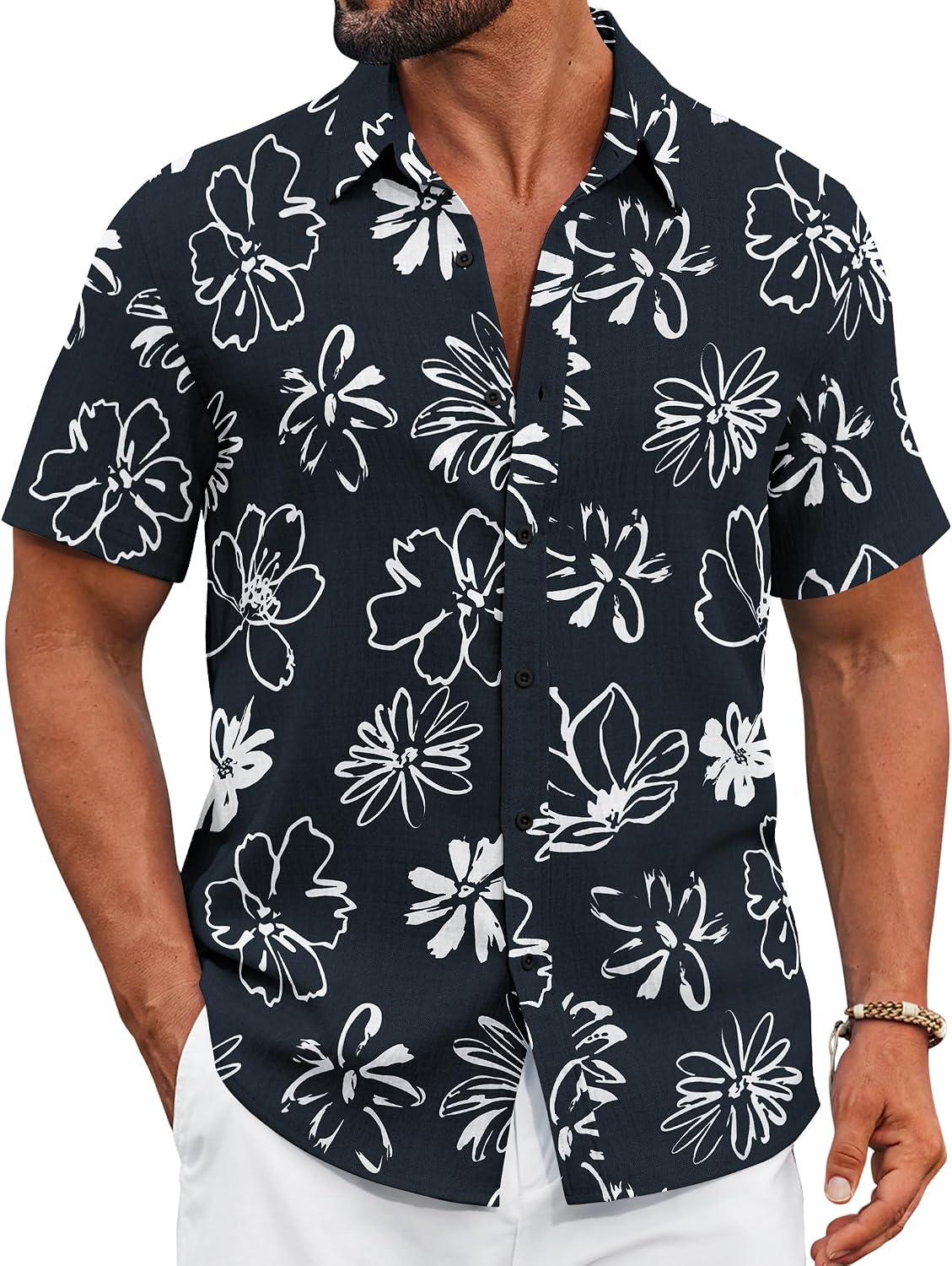 Thumbnail 6 de COOFANDY Men's Textured Short-Sleeve Button-Down Shirt