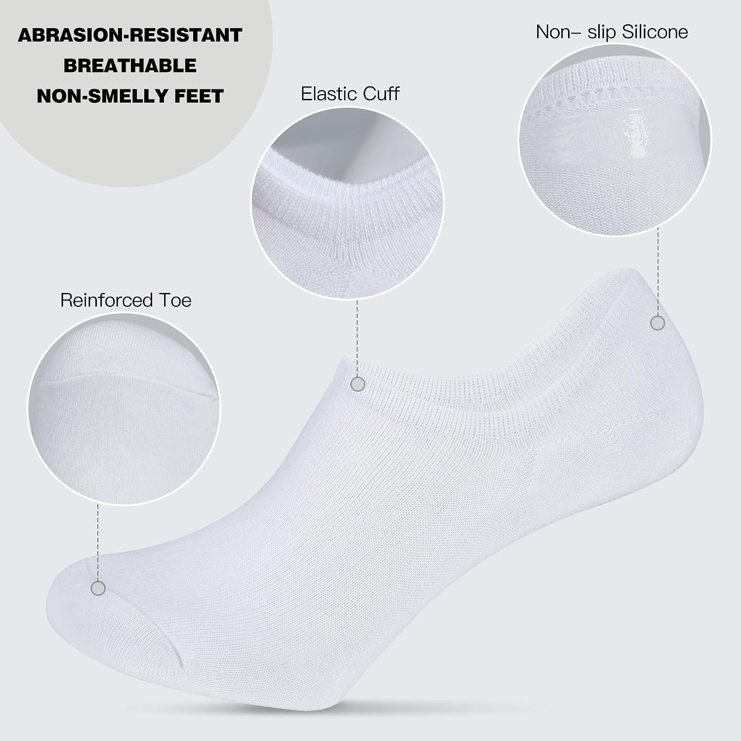 Detalle 2 de YOJOOM Sneaker Socken Herren mit rutschfesten Silikon-Greifern (39–42 / 43–46)