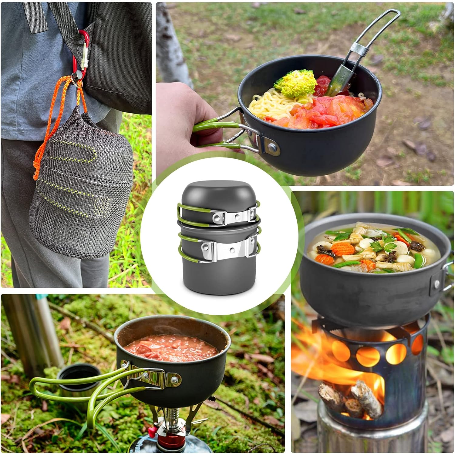 Thumbnail 6 de AUTOKio Kit de casserole de camping avec mini réchaud gaz — batterie cuisine pour 1 à 2 personnes