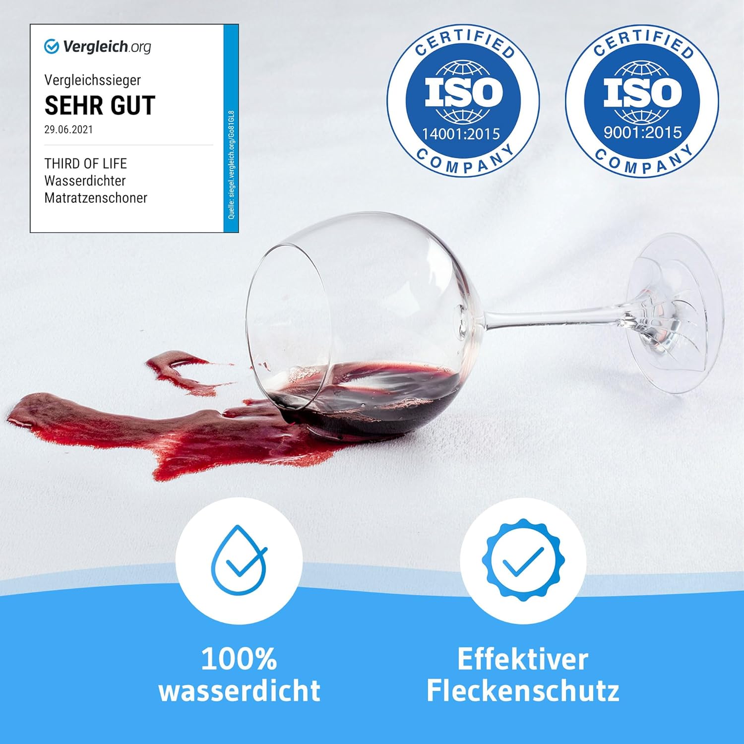 Thumbnail 3 de Matratzenschoner 100x200 cm wasserdicht & atmungsaktiv – antibakteriell, milbendicht (LISA)