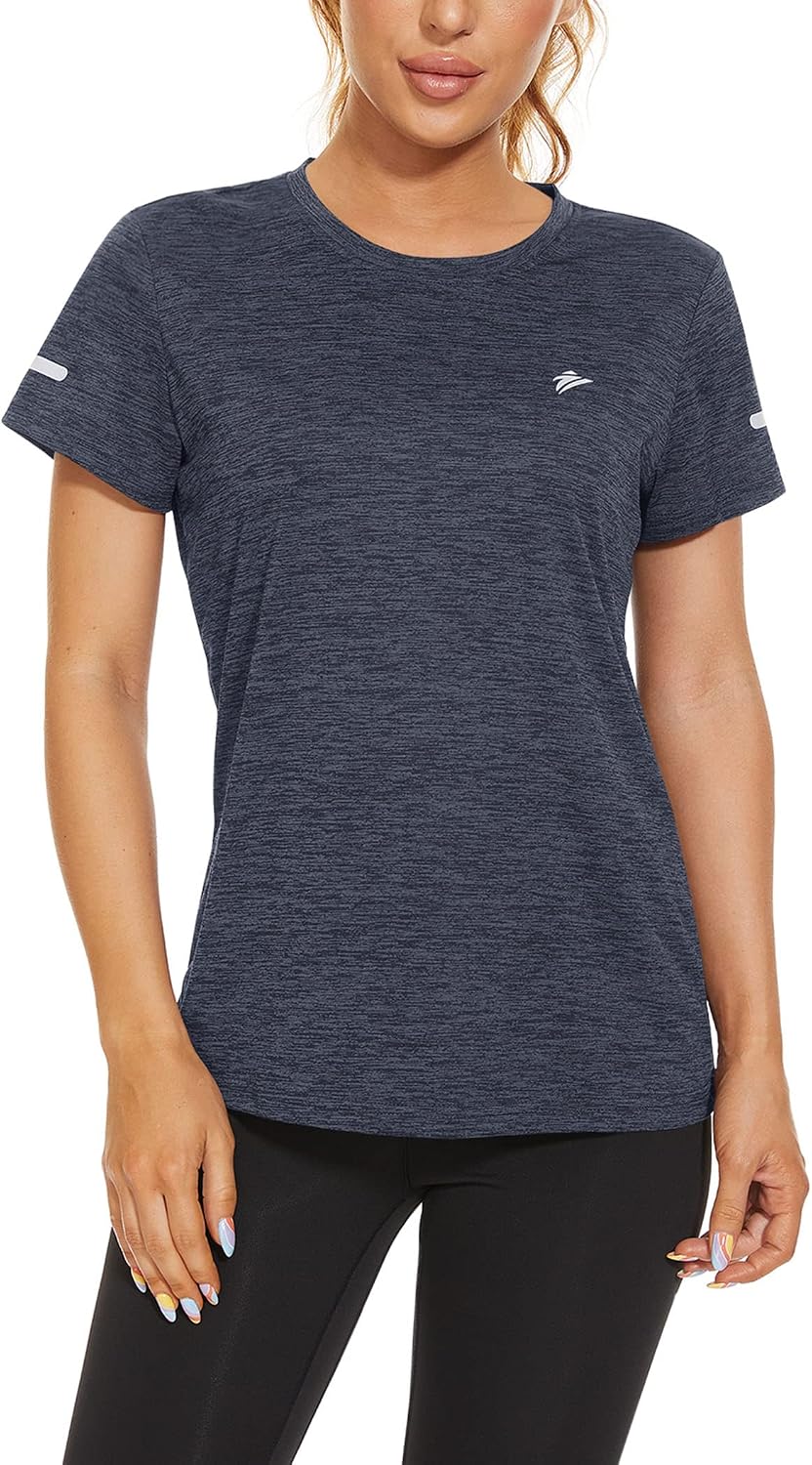 Thumbnail 1 de KEFITEVD Ladies Short Sleeve Sport Top – Quick-Dry Running T-Shirt with Reflective Stripes