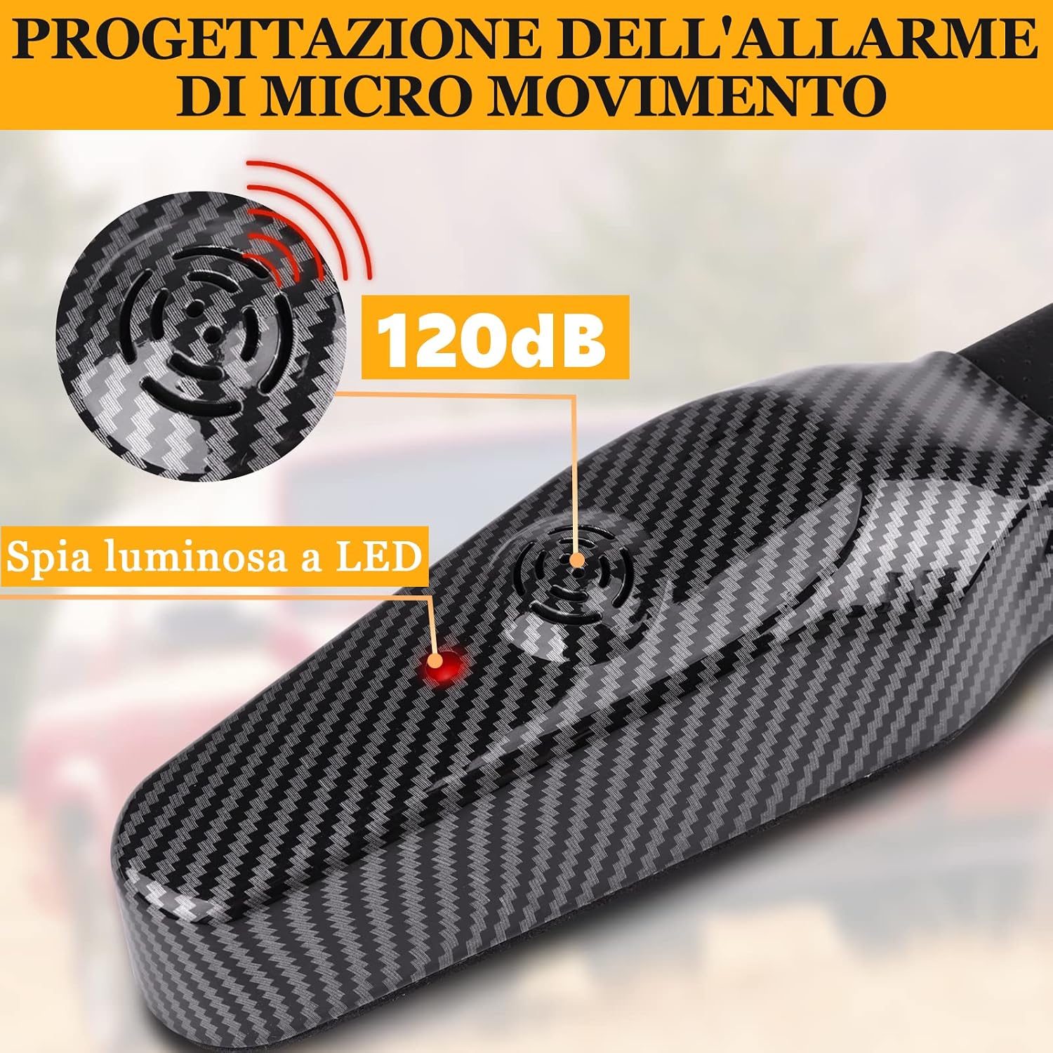 Detalle de Tevlaphee Blocca Sterzo con allarme 120 dB, antifurto meccanico universale