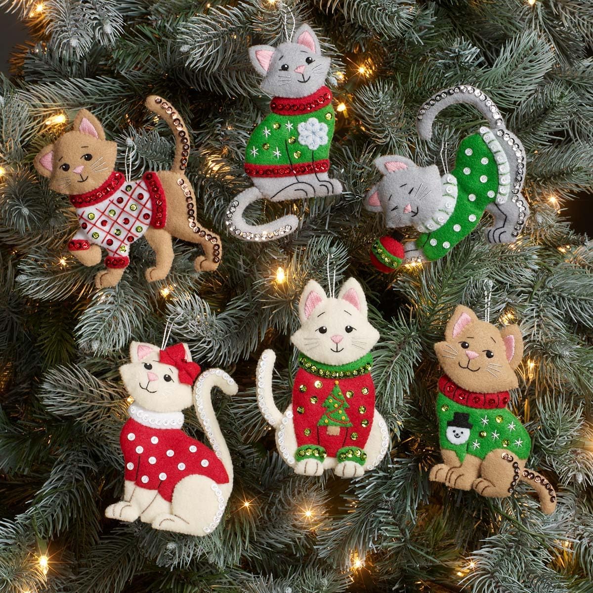 Thumbnail 2 de Kit Bucilla ornements en velours avec 6 chats 🎄
