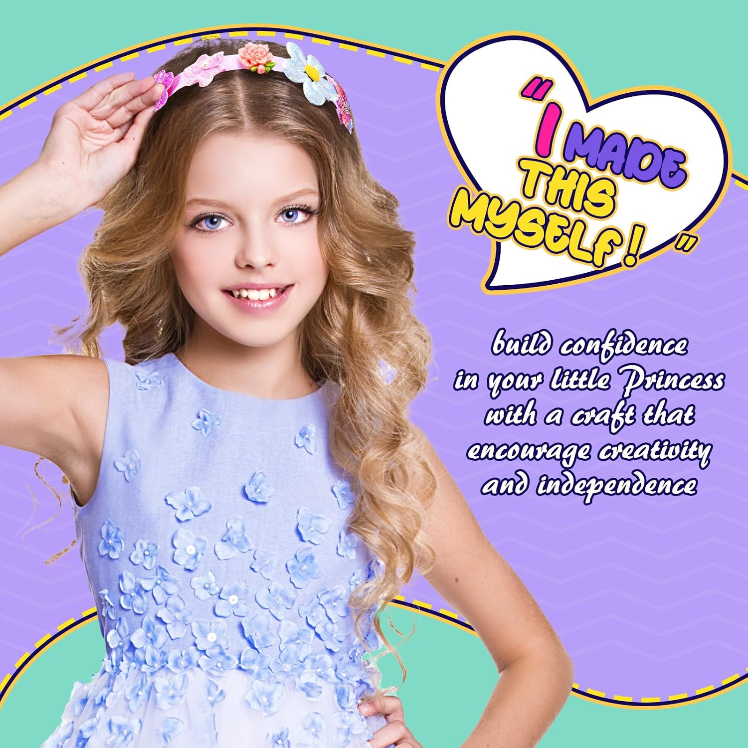 Detalle de HappyKidsClub Regalo Bambina 4-10 Anni: Kit Lavoretti per Cerchietti e Accessori Capelli