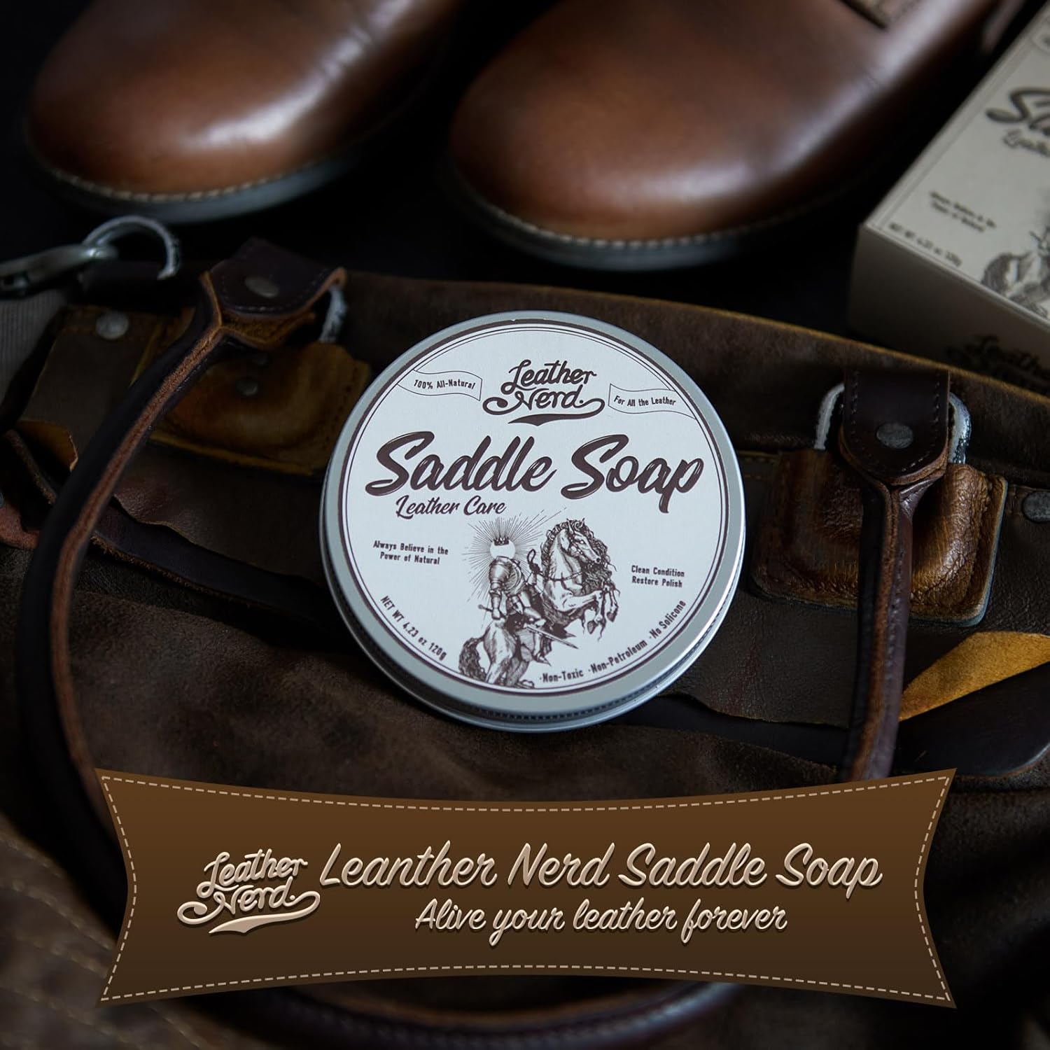 Thumbnail 6 de Leather Nerd Saddle Soap for Leather Cleaner Conditioner (4.23 oz) with Sponge