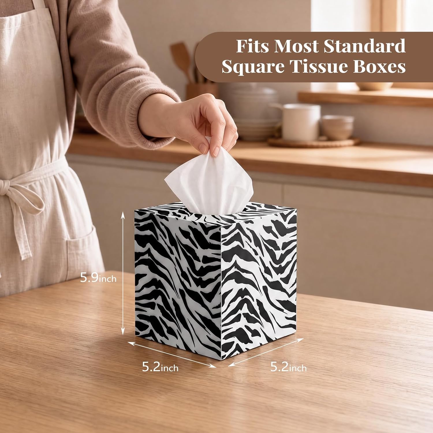 Thumbnail 2 de Square Tissue Box Cover, Zebra Print