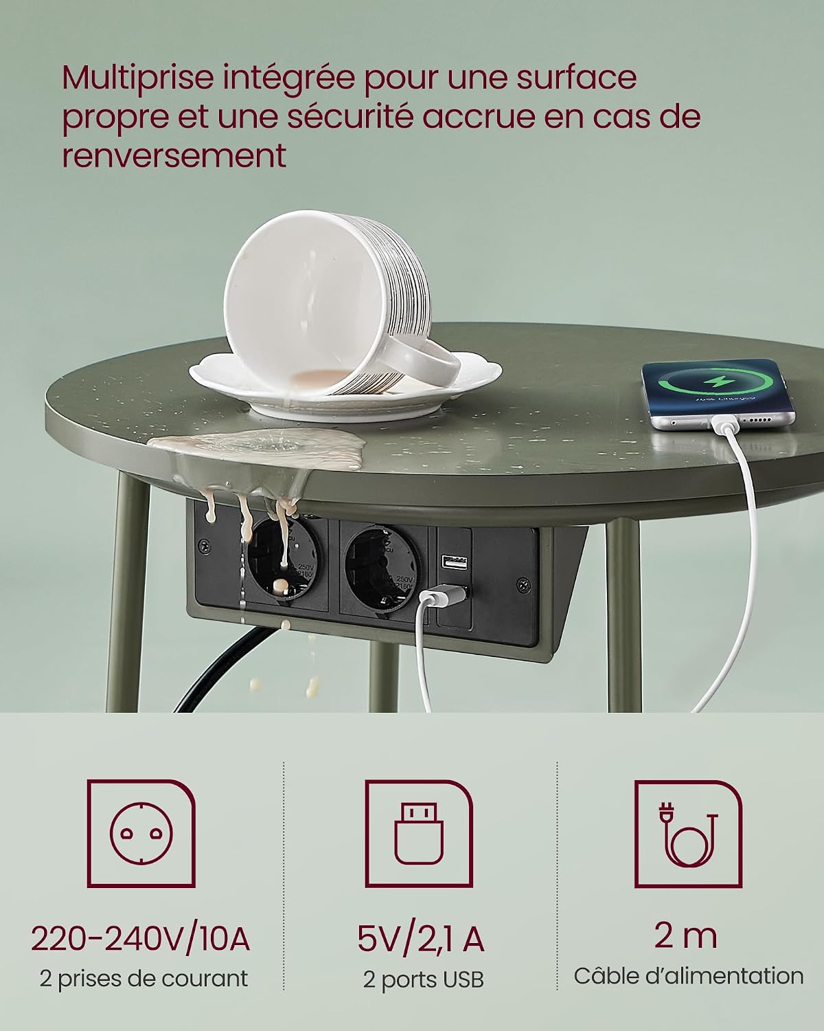 Thumbnail 4 de VASAGLE LET228C05 Table basse ronde 45 cm