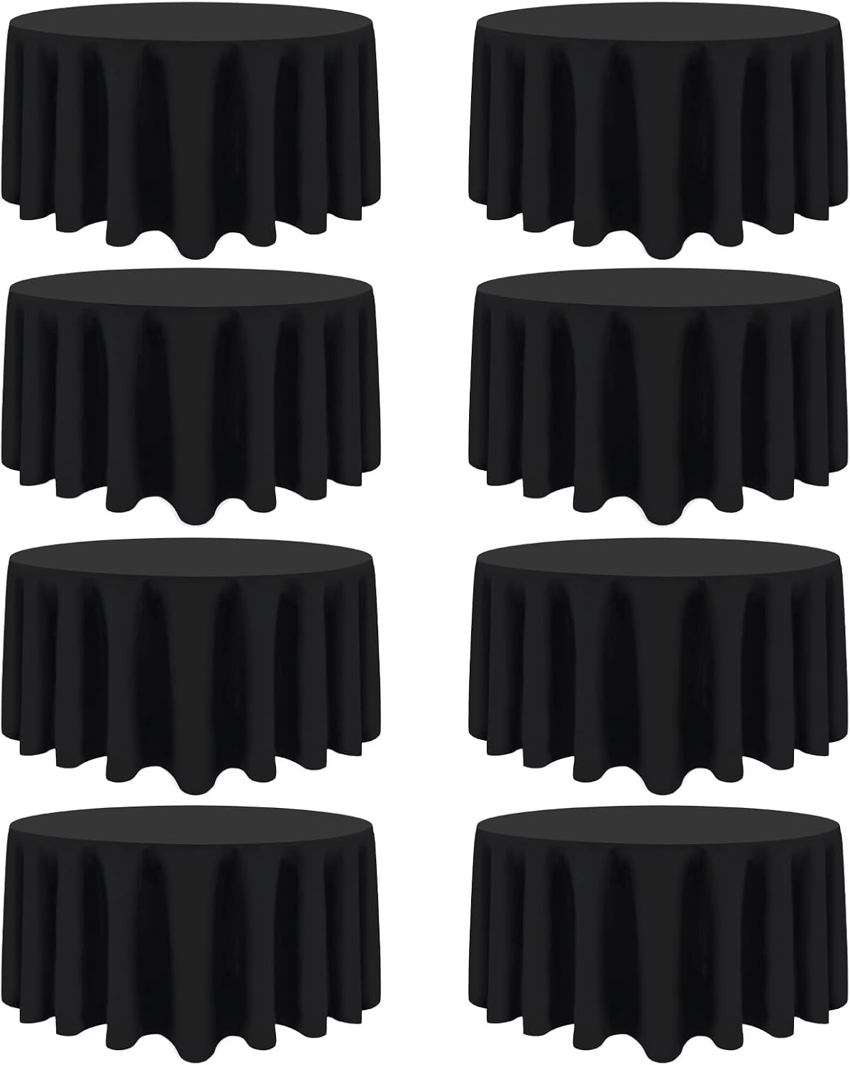 Detalle de Heneger 90 Inch Black Round Tablecloths (8 Packs) – Durable Polyester, Wrinkle-Resistant, 90" Diameter for 6ft/5ft Rounds