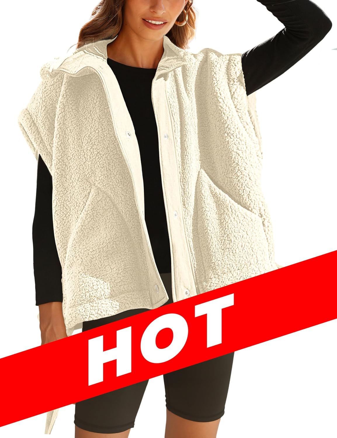 Thumbnail 6 de RIATOUR Women's Sherpa Fleece Vest, Oversized