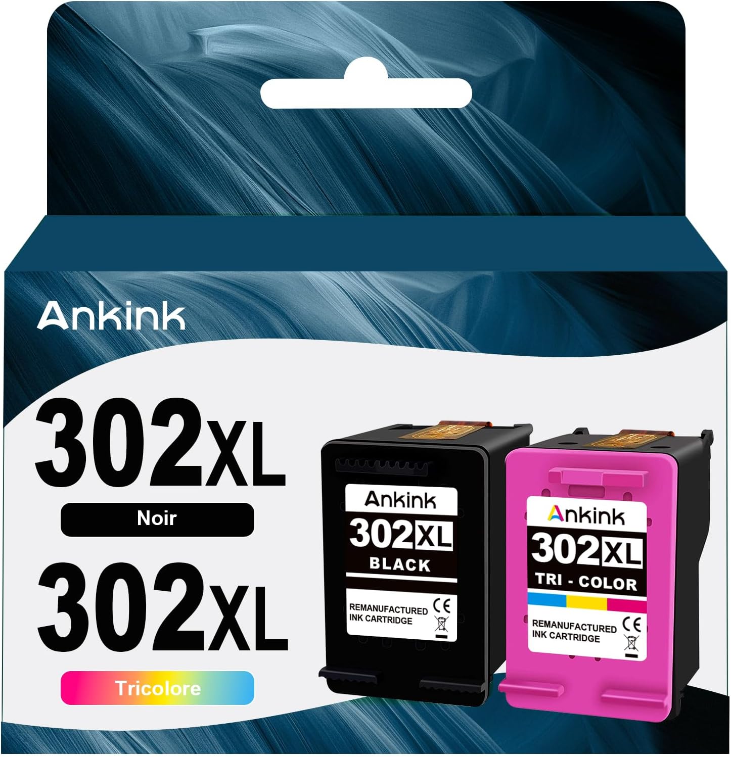 Detalle de ANKINK Cartouche d’Encre Remanufacturée HP 302XL – Pack Noir & Couleur (2 Pack) pour imprimantes HP