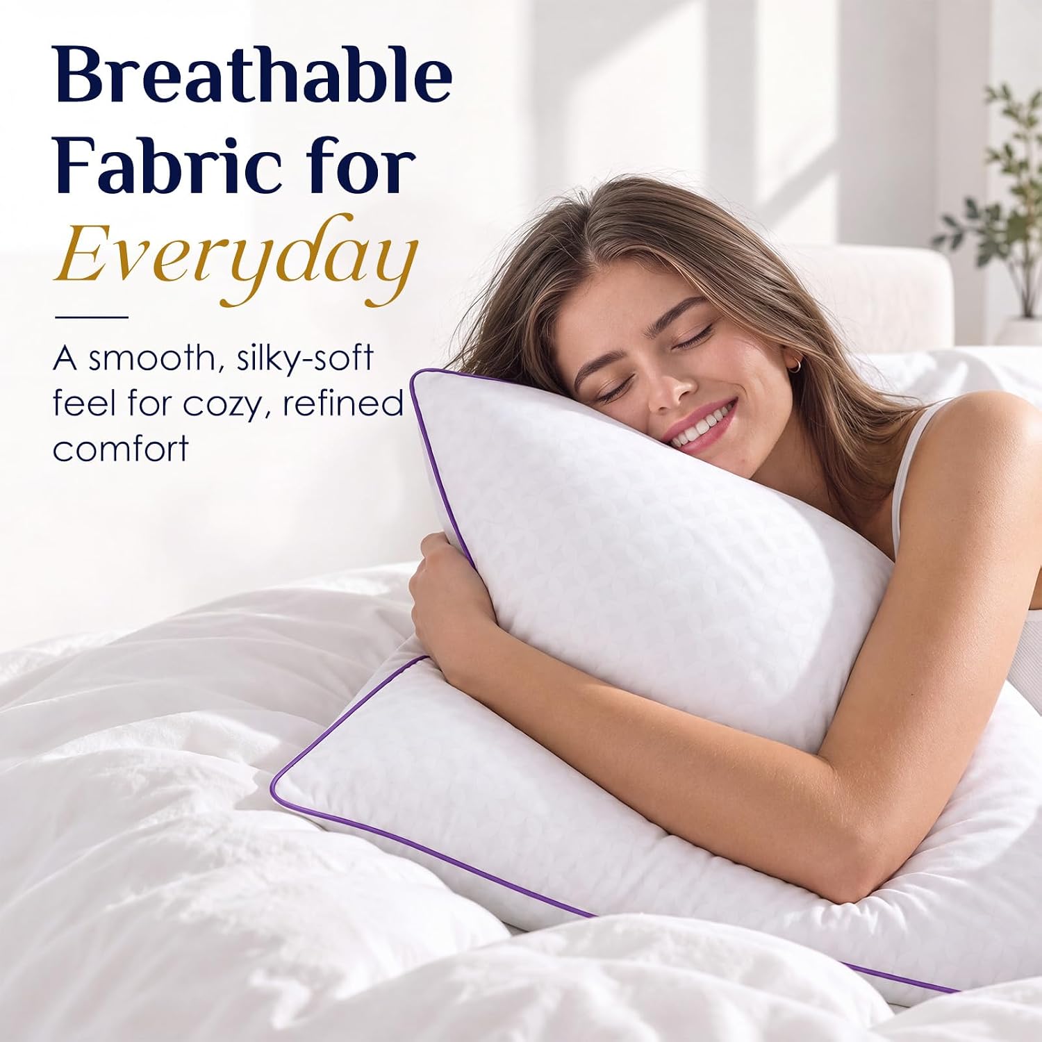 Thumbnail 2 de JOLLYVOGUE Pillows Standard Size Set of 4 (Washable Down Alternative) — Soft yet Supportive for Side, Back, and Stomach Sleepers