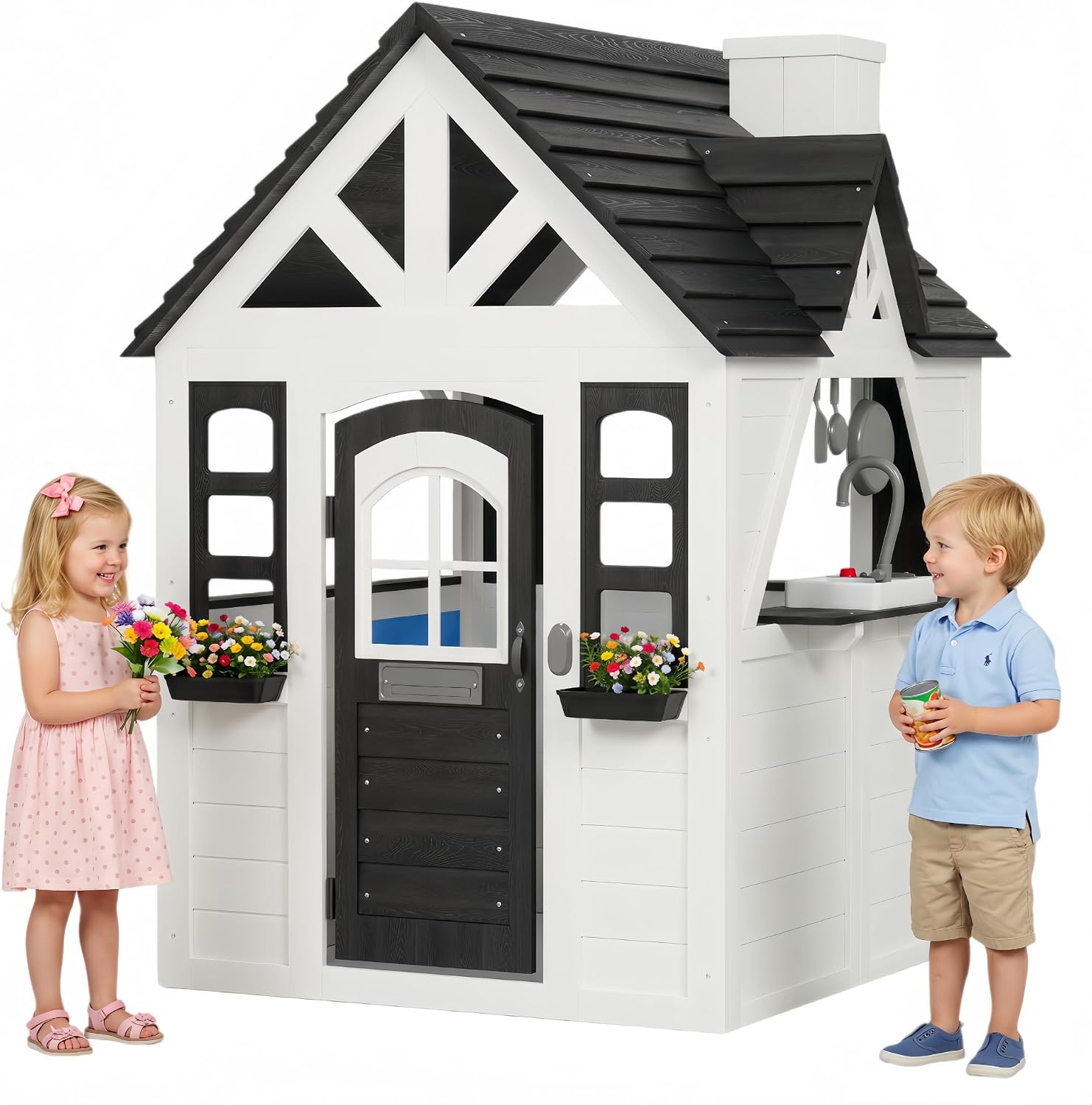 Detalle de Aoxun Kids Wooden Playhouse