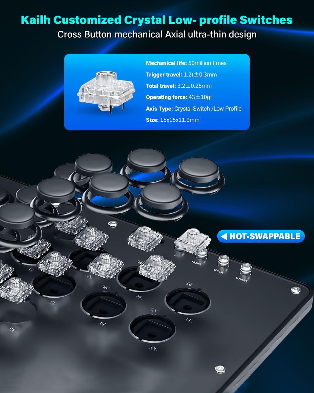 Detalle de Sehawei Arcade Stick U16 all-button fight stick with custom RGB, turbo & hot-swap for PC, PS3/PS4, Switch and more