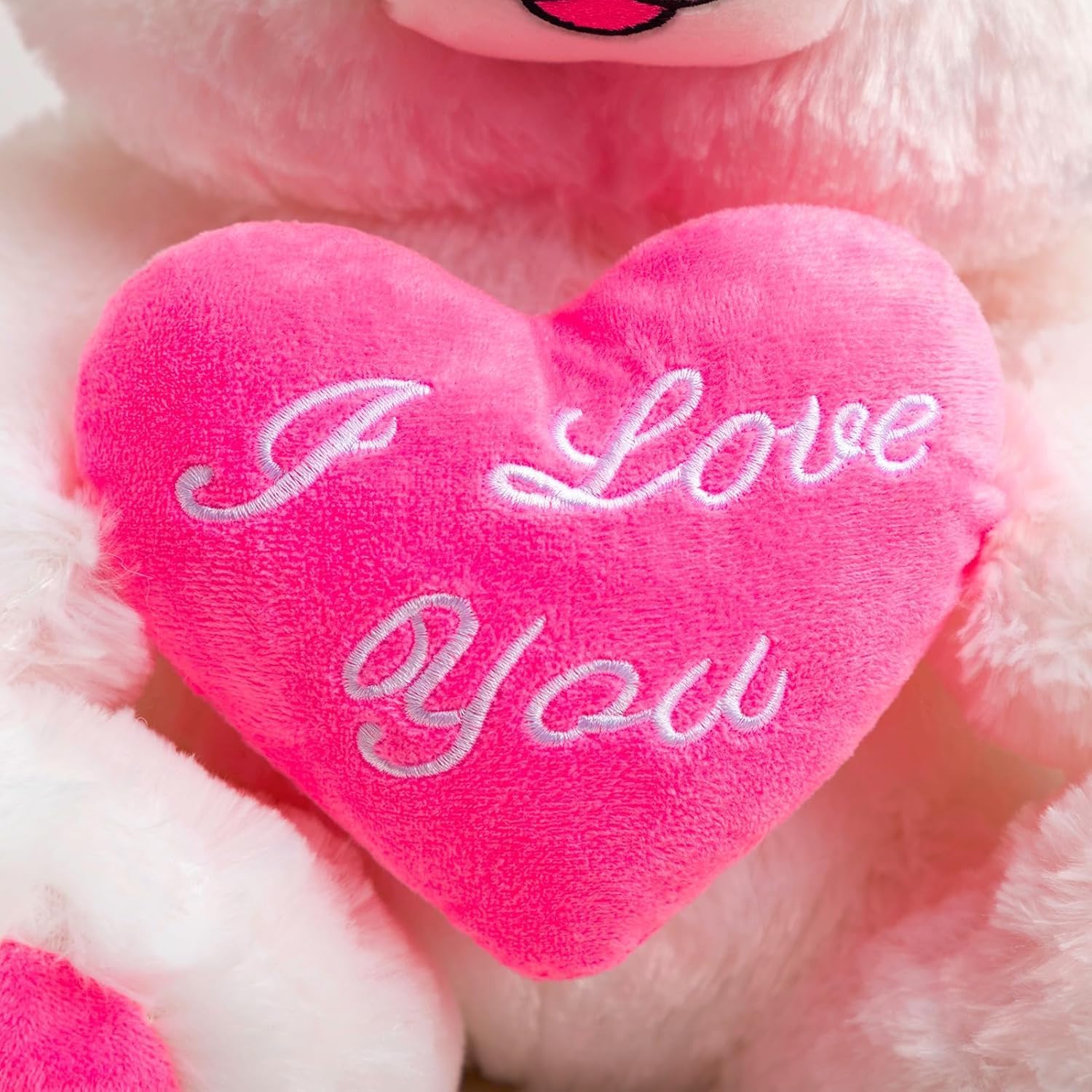 Detalle de BEJOY Teddy Bear with Pink Heart Plush – 13-inch Light-Up Love Message