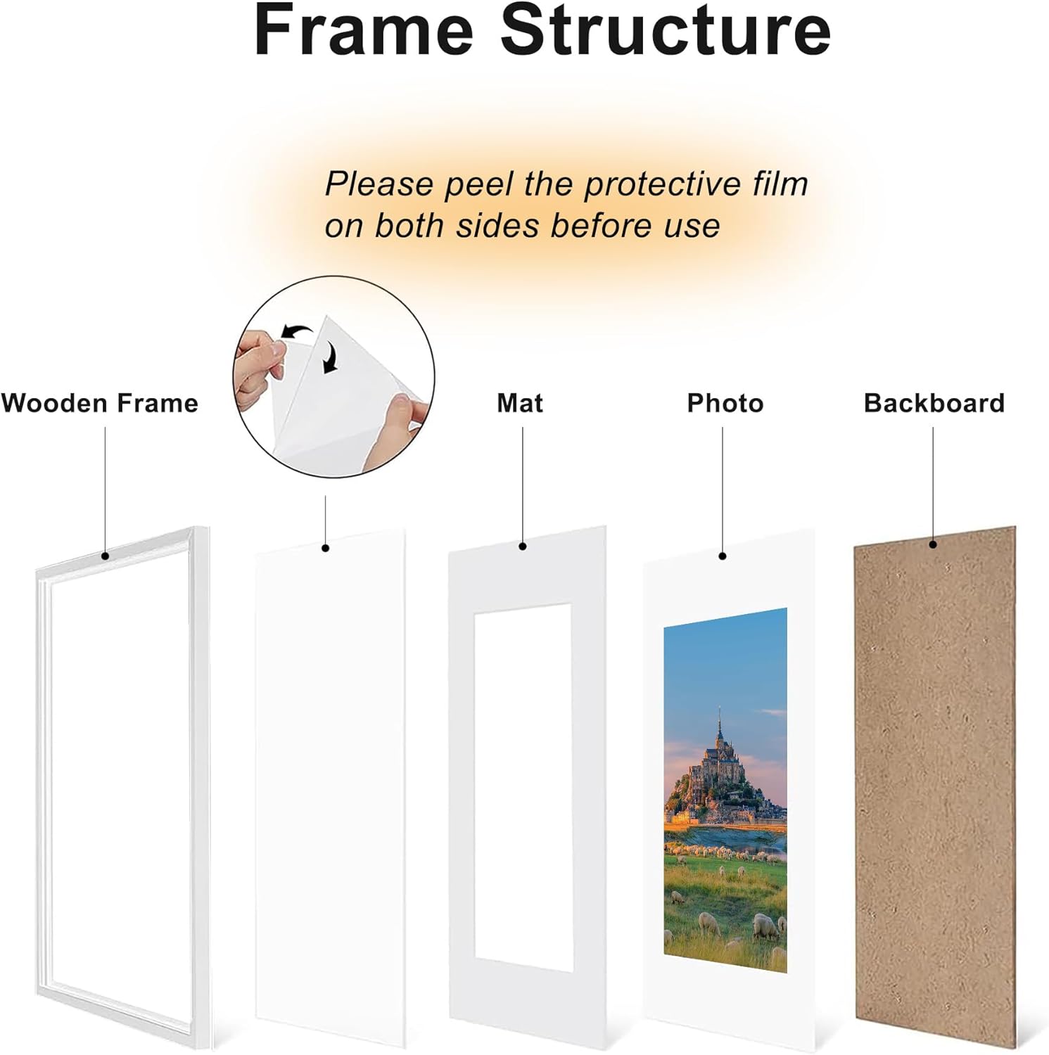 Thumbnail 2 de A3 Picture Frame: Wooden White Frame for 42 x 29.7 cm with A4 Mount
