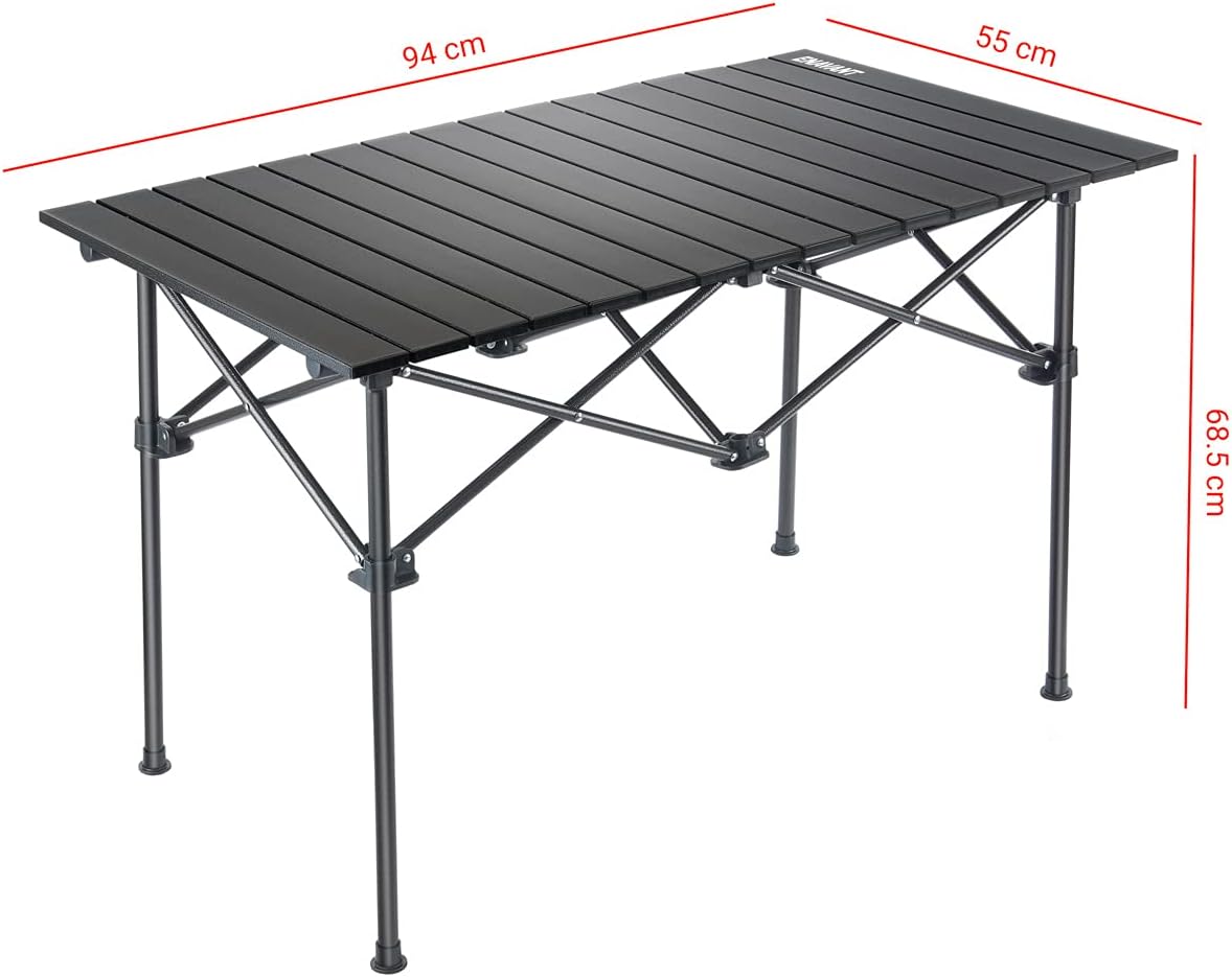 Detalle de ENAVANT EVT-CP X-Large Folding Camping Table, Aluminium Top and Carrying Bag