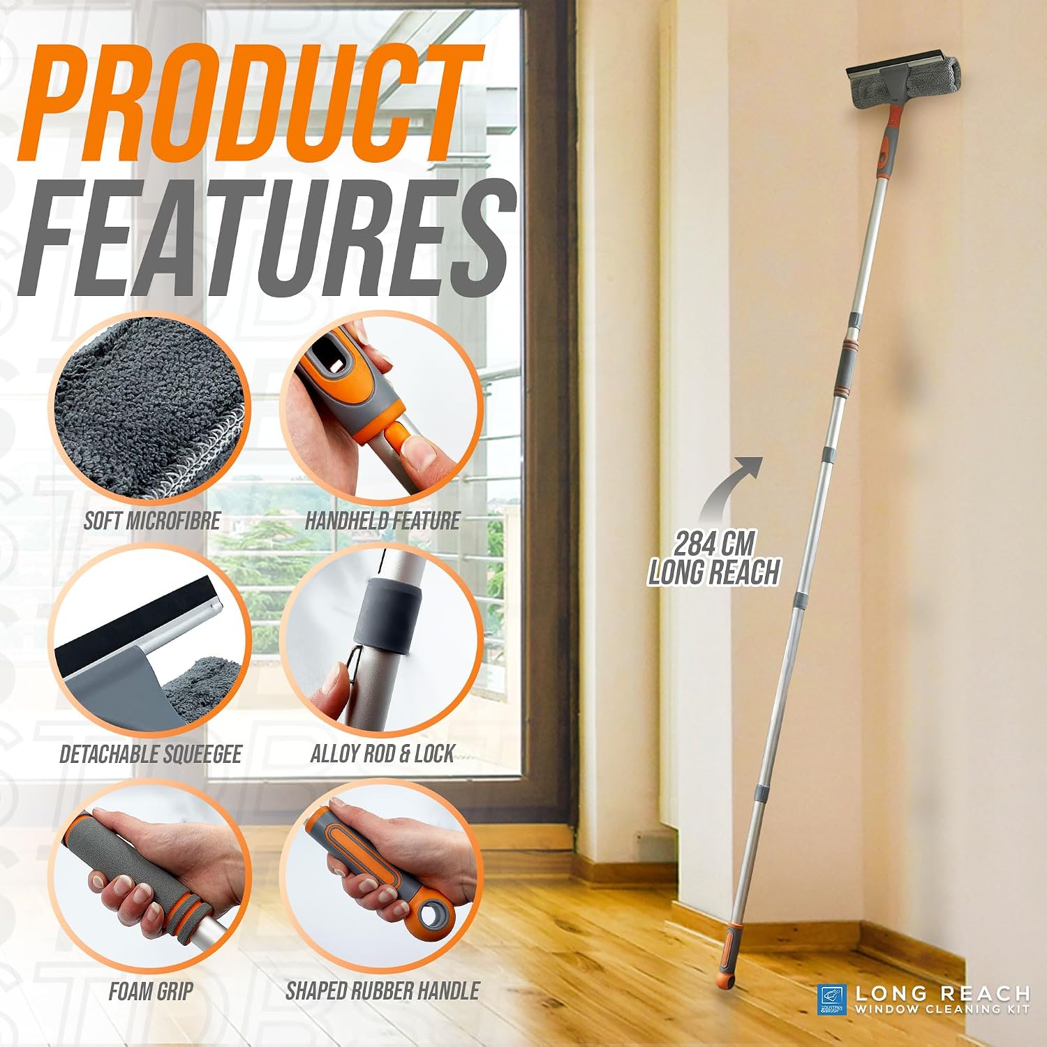 Detalle 2 de Window Cleaning Kit 158cm extendable pole 🧽