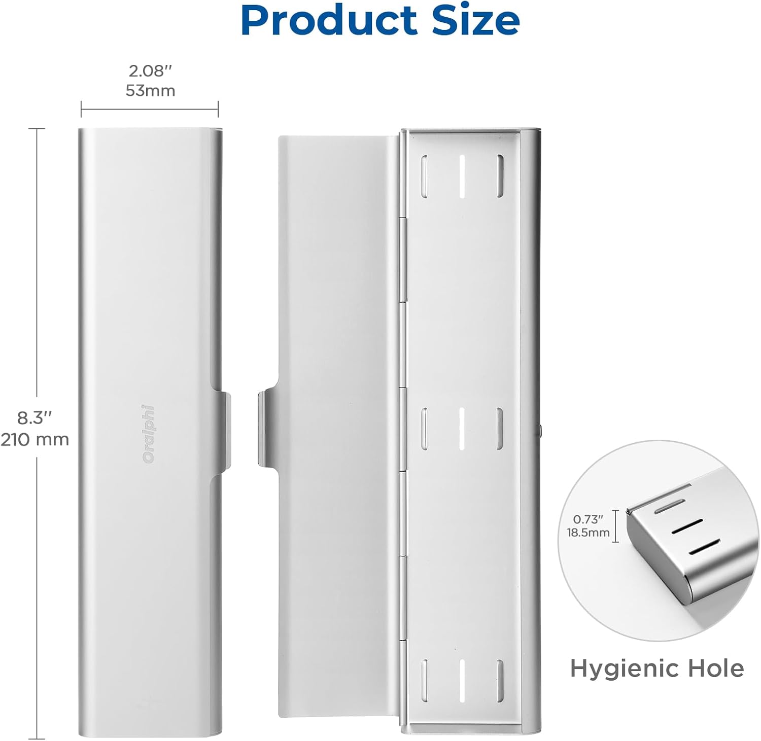 Detalle de Oralphi Wider Aluminium Toothbrush Case – Durable Travel organiser for Manual Toothbrushes