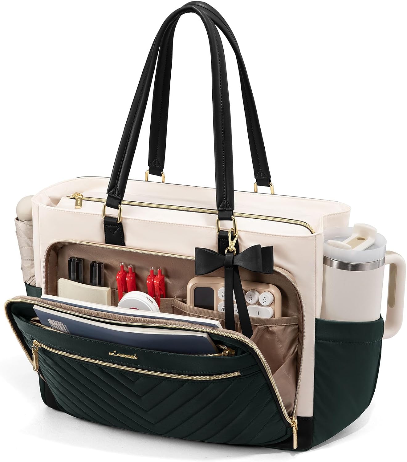 Thumbnail 6 de LOVEVOOK 15.6-inch laptop tote bag for women with padded sleeve, cup holder, and multiple pockets