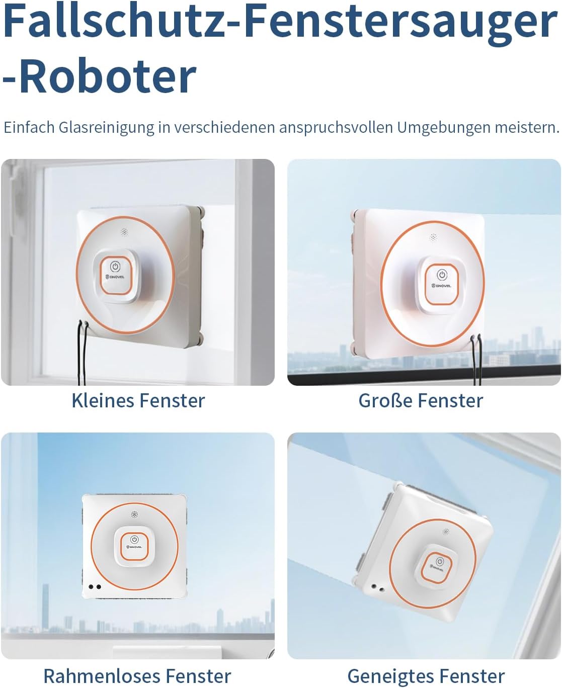 Thumbnail 5 de GNOVEL Fensterreiniger Roboter – 8000Pa Saugleistung, 4 Reinigungsmodi und 15-Stufen-Antifall-System