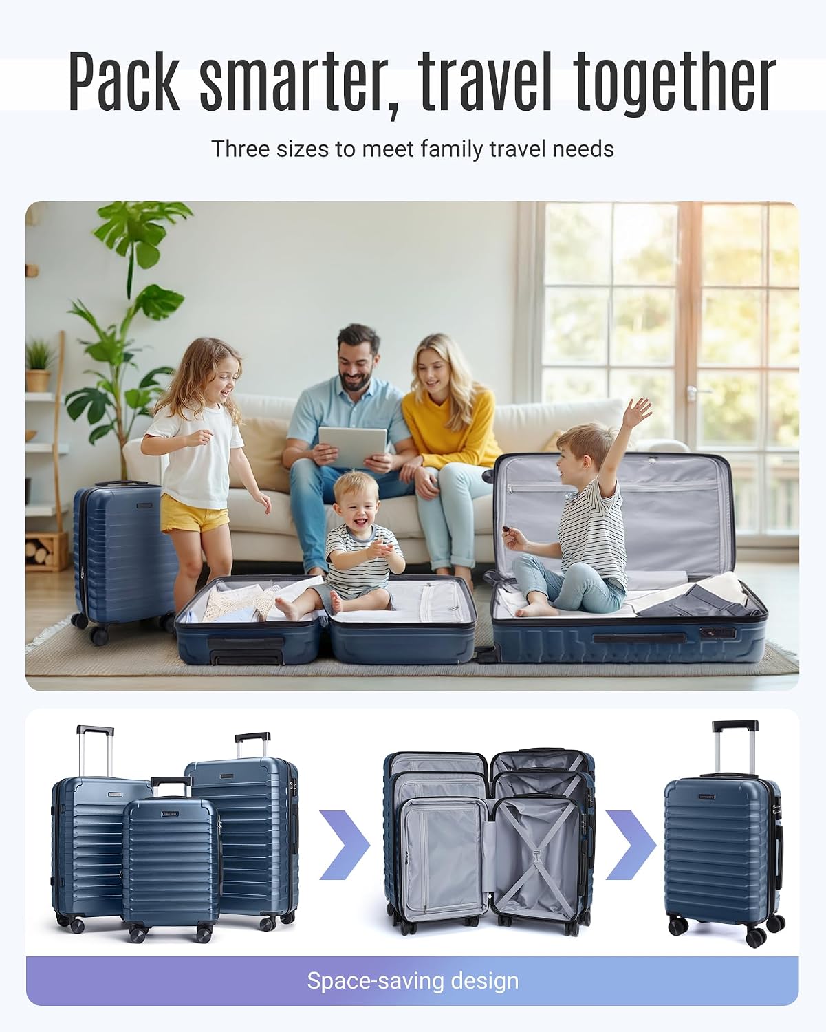 Detalle 2 de LIGHT FLIGHT 3-Piece Expandable Luggage Set, Royal Blue