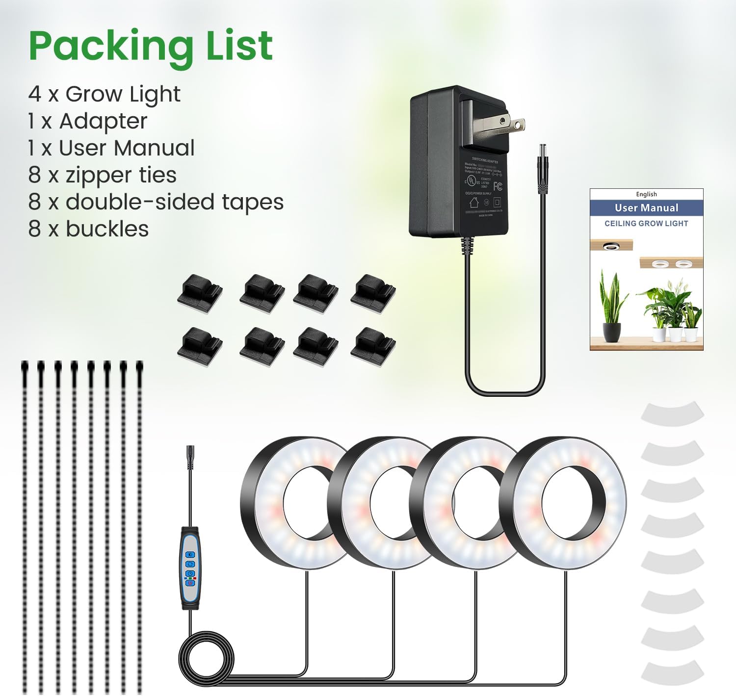Thumbnail 6 de Wiaxulay BL-D40A Indoor Grow Light, 4 Lights, Full Spectrum, Auto Timer