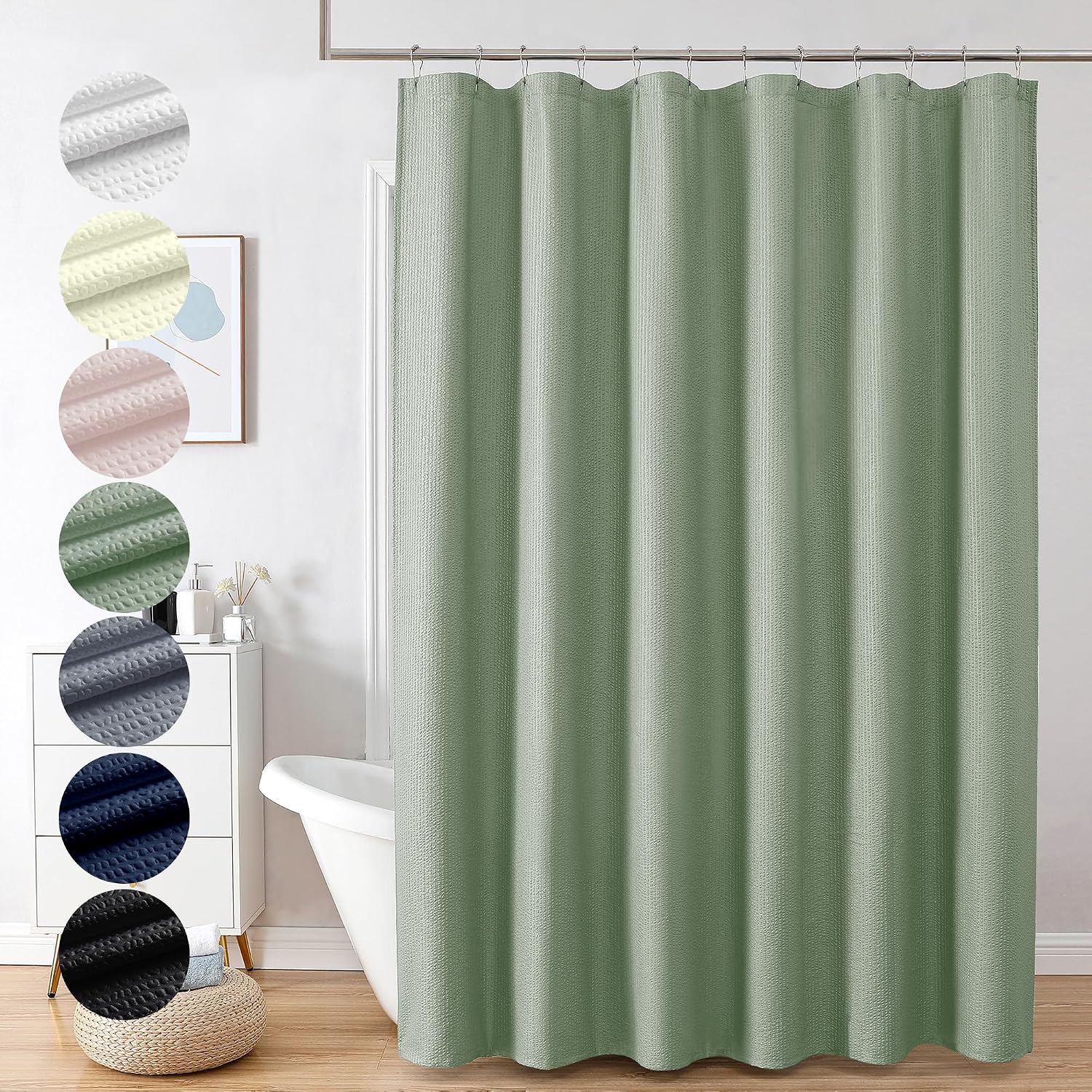 Detalle de OVZME Fabric Shower Curtain 72 x 78