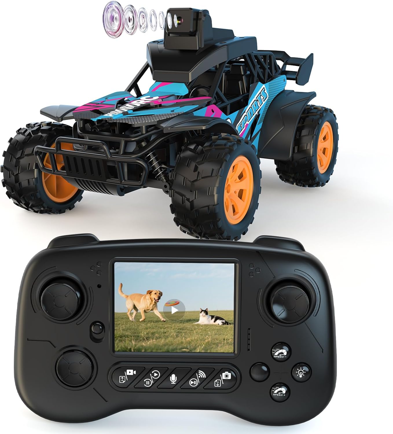 Detalle de Macchina Telecomandata con Telecamera: auto RC 2,4 GHz con schermo LCD da 2,8" e telecamera orientabile