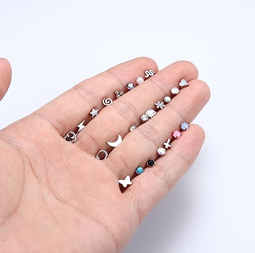 Thumbnail 7 de LOLIAS 24-Pair Flat Back Earrings Set, Stainless Steel Screw-Back Studs