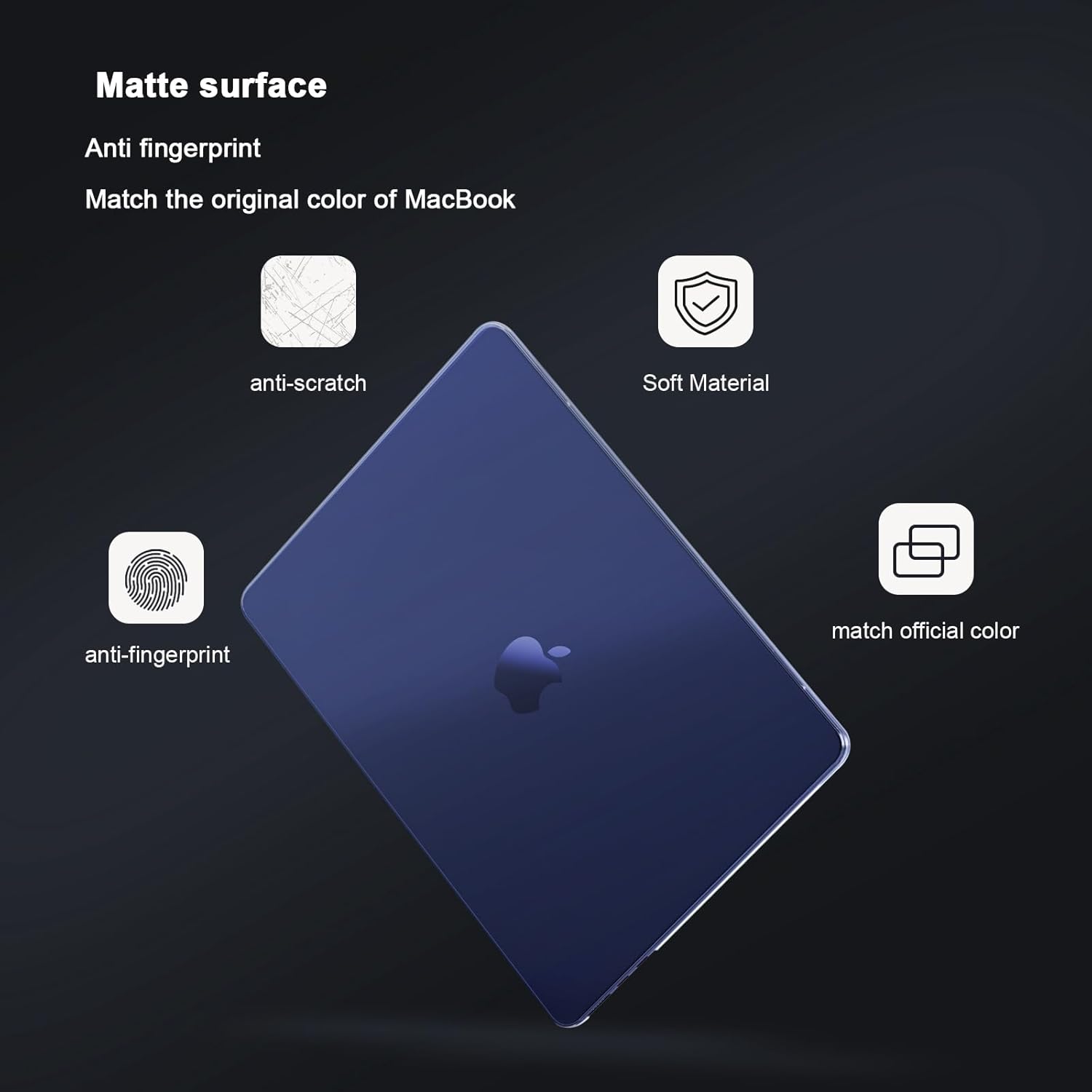 Detalle de eleger Matte Crystal Case for MacBook Air 13.6" (M2–M5) – Midnight Transparent