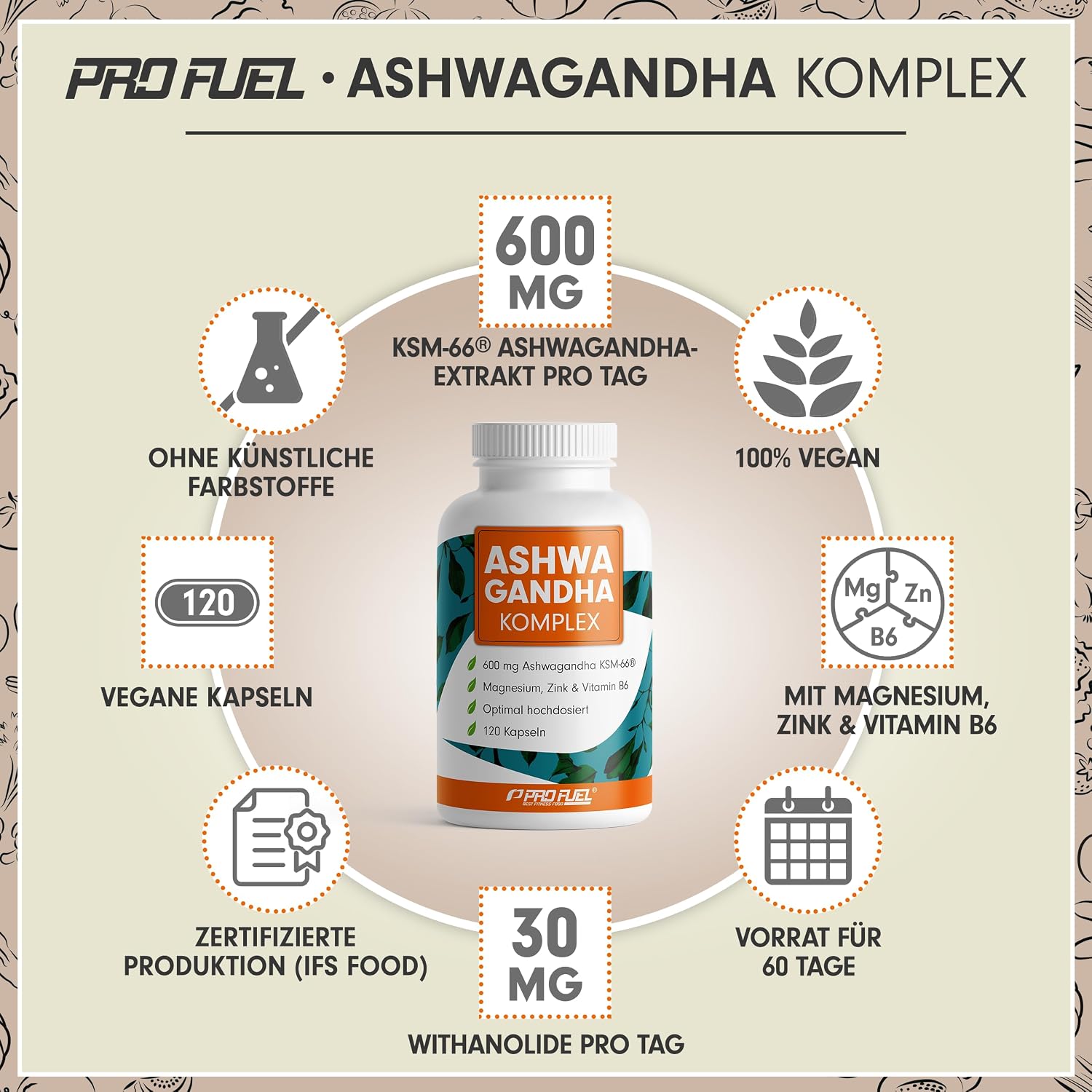 Detalle 2 de Ashwagandha Kapseln hochdosiert 120x 600 mg