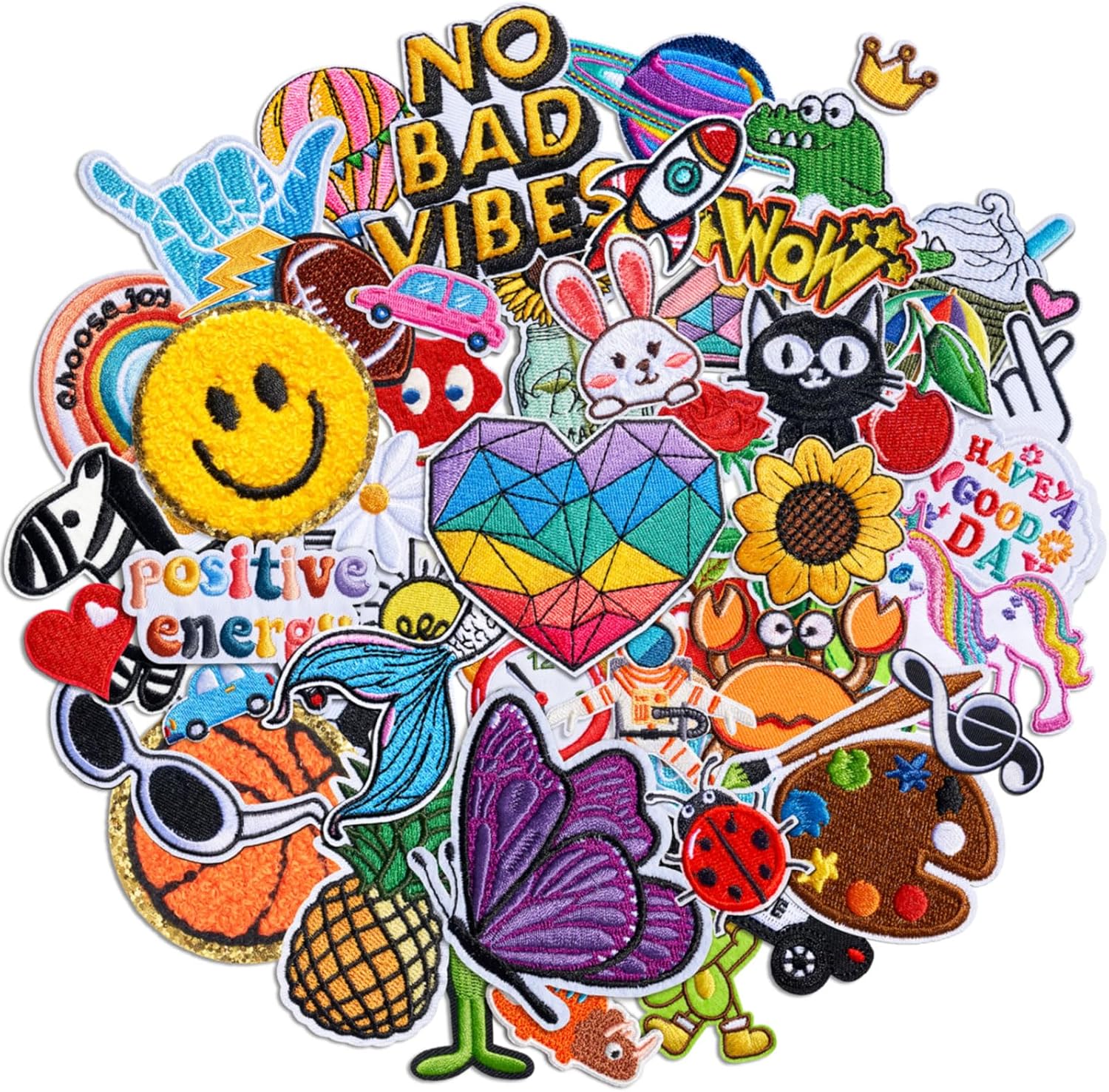 Detalle de Solasocool Embroidered Iron-On Patches, 70-Piece Set