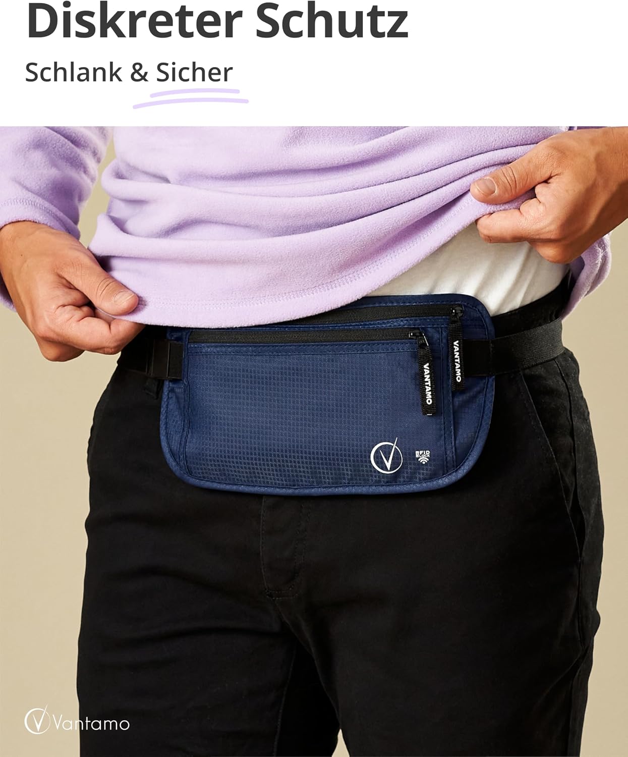 Thumbnail 1 de Vantamo Bauchtasche Damen Ultraflach RFID Schutz