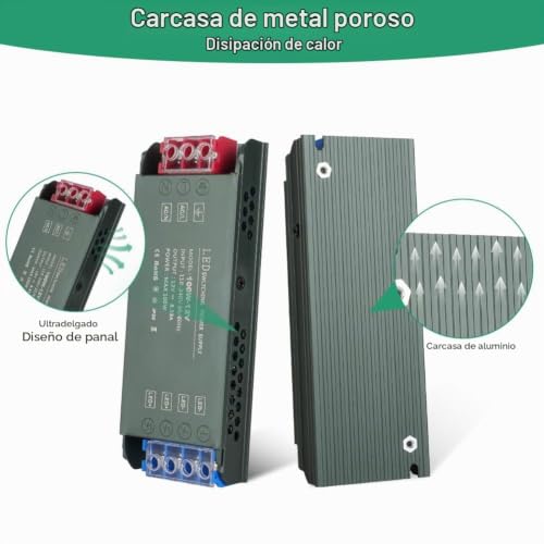 Detalle 2 de URAQT Transformador LED de 100 W, salida de 24 V y diseño compacto