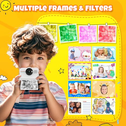 Detalle de HiMont Appareil Photo Instantané Enfants – 1080P, Impression sans encre et kit 32 Go + 3 rouleaux
