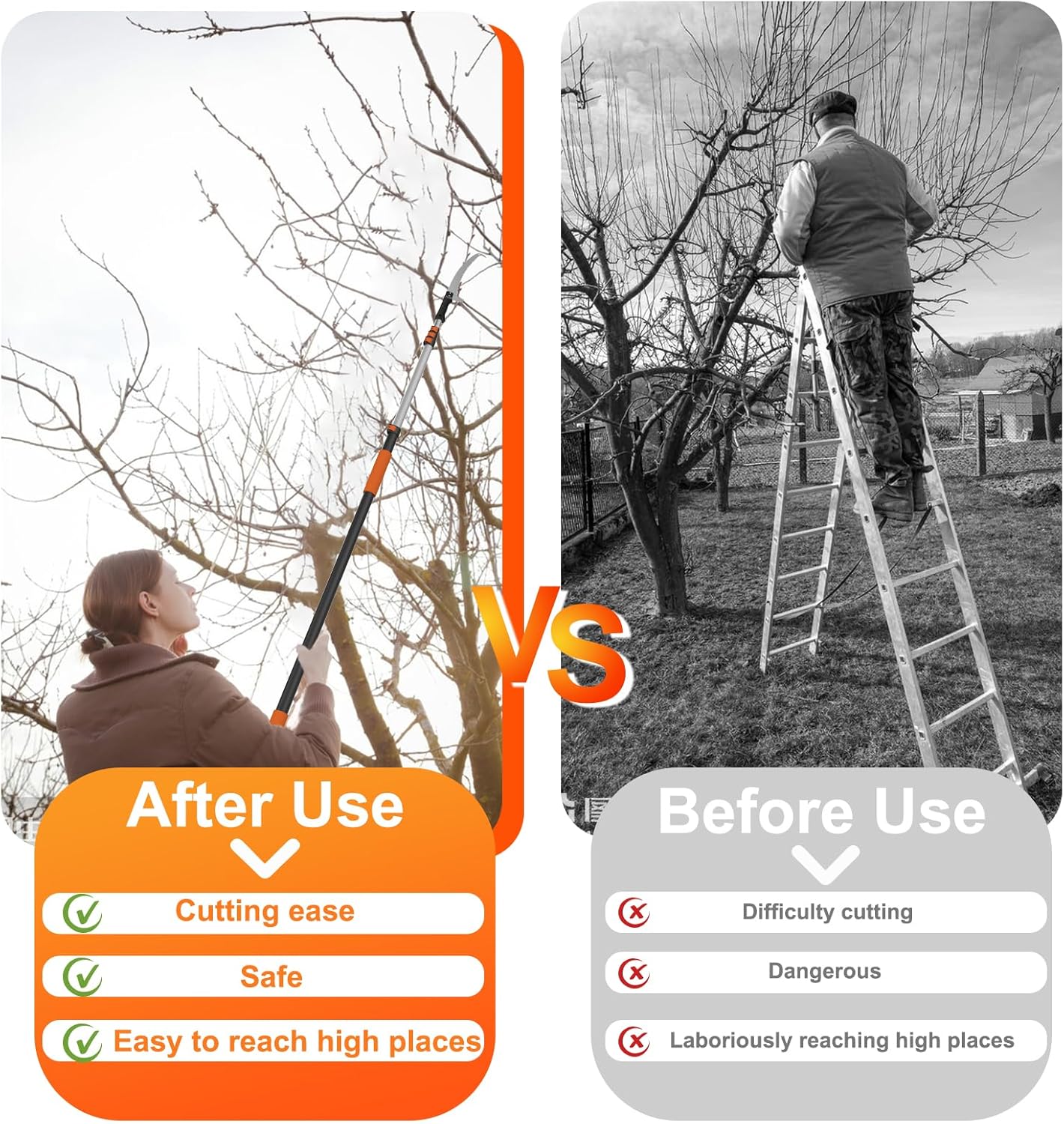 Detalle de LAANPOLE 6m Telescopic Pole Saw – Long Reach Tree Pruner for High Branches