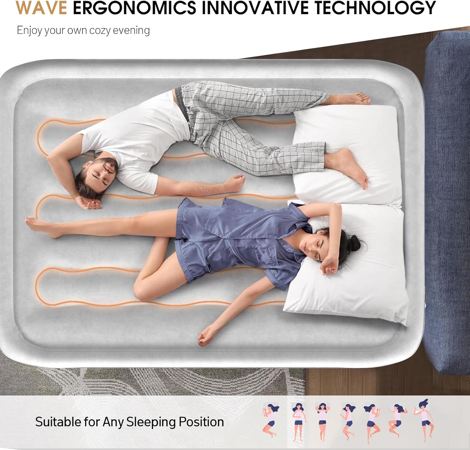 Detalle 2 de DIVON Air Mattress Full 18" Built-In Pump ⛺