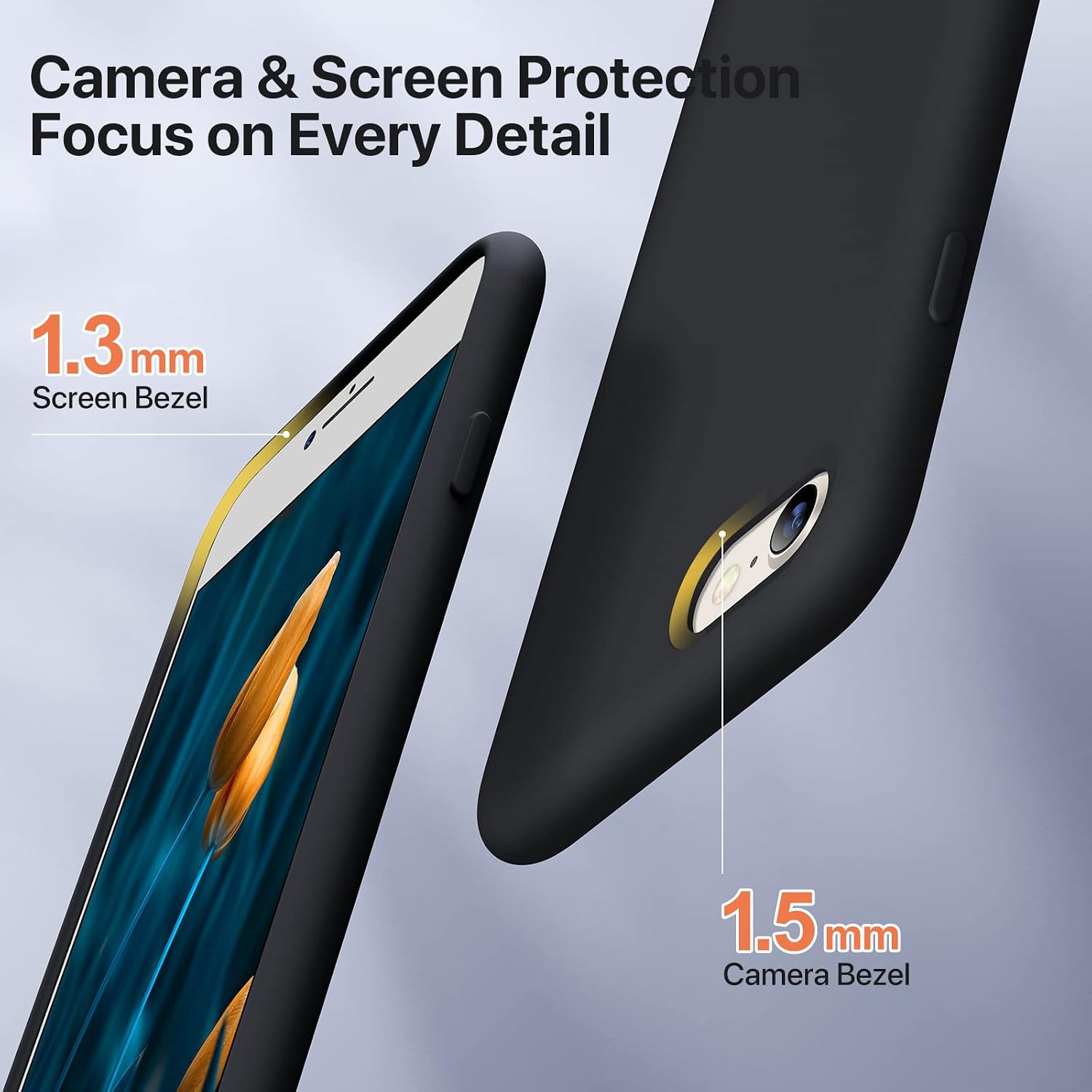 Detalle de Miracase Ultra Slim Case with Screen Protector for iPhone SE (2022/2020) and iPhone 7/8 – Orange