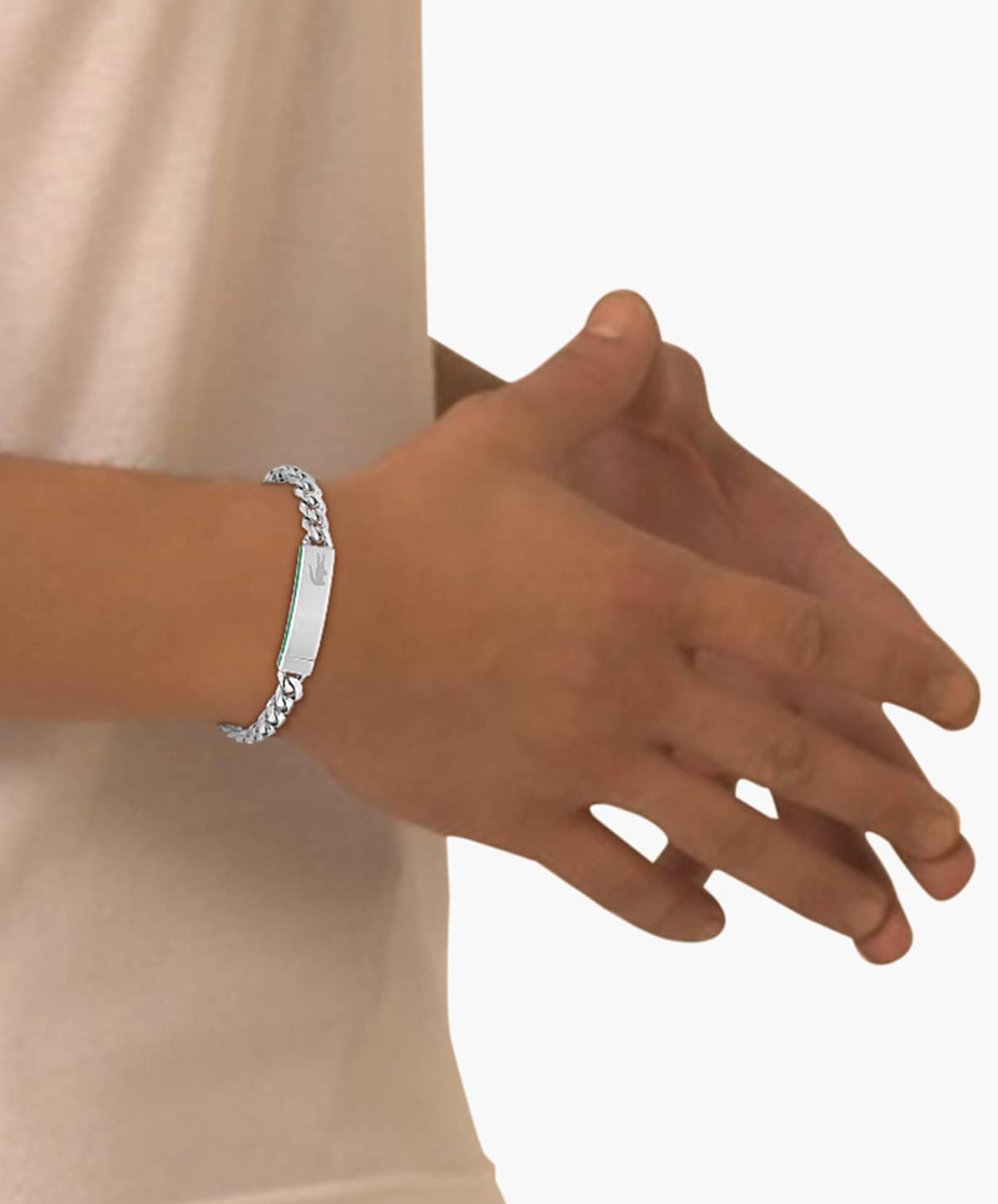 Detalle de Lacoste Gliederarmband Herren Baseline – Edelstahl, Magnetverschluss, 19 cm Innenumfang