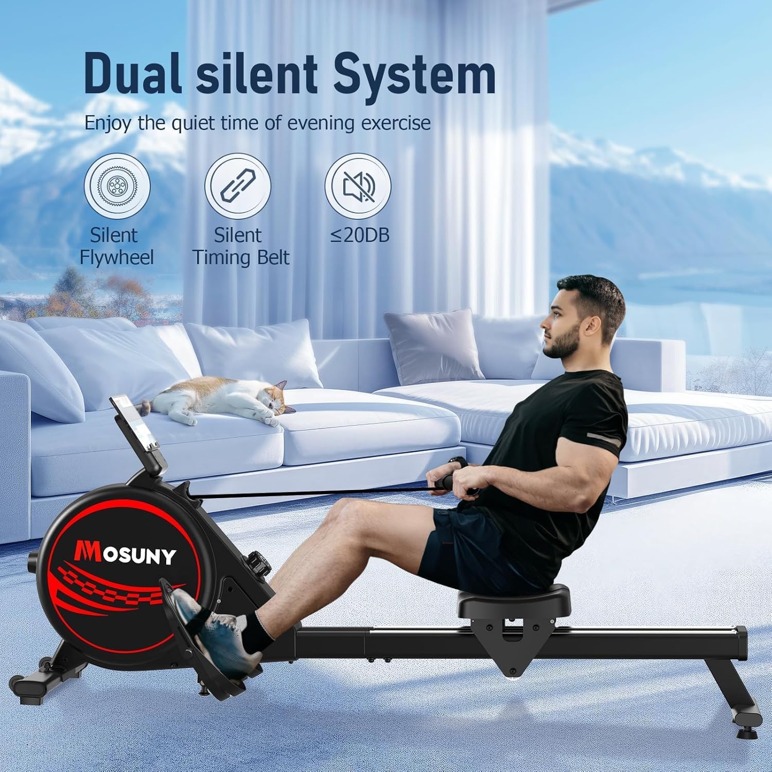 Thumbnail 5 de MOSUNY Ultra-Quiet Magnetic Rowing Machine 350LBS Foldable 🚣♀