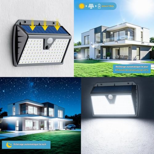 Detalle 2 de Spot Solaire Extérieur Giliwosy 103 LED – Lot de 6 avec 3 modes et détection PIR