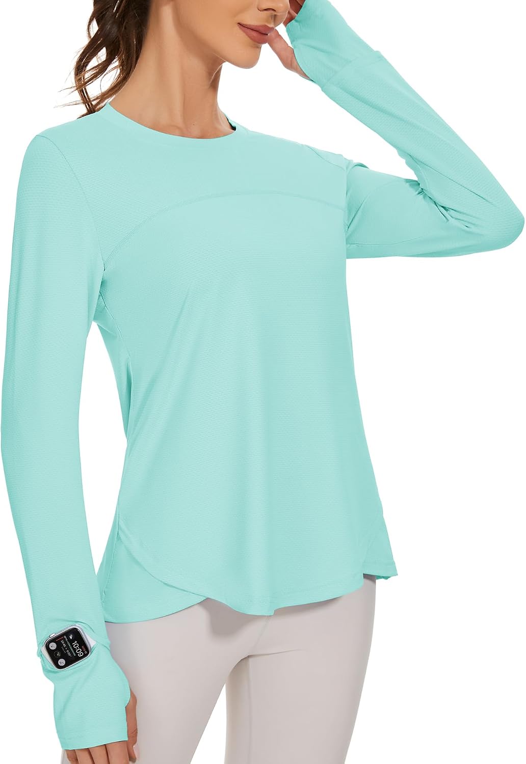 Detalle de IECCP Long Sleeve Workout Shirts for Women with UPF 50+ and Thumbholes