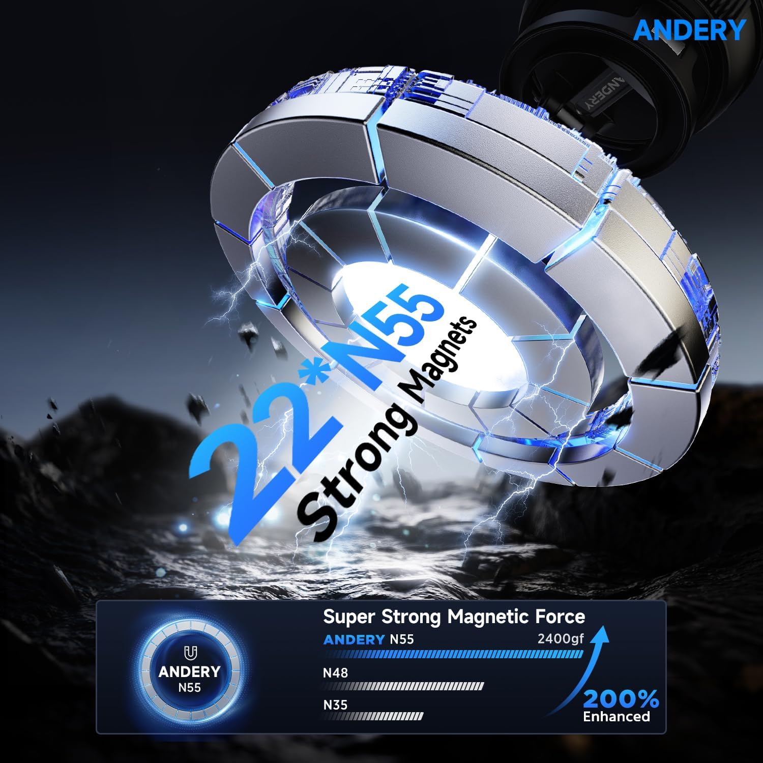Thumbnail 4 de ANDERY Car Phone Holder with 2400g Magnets ⚙