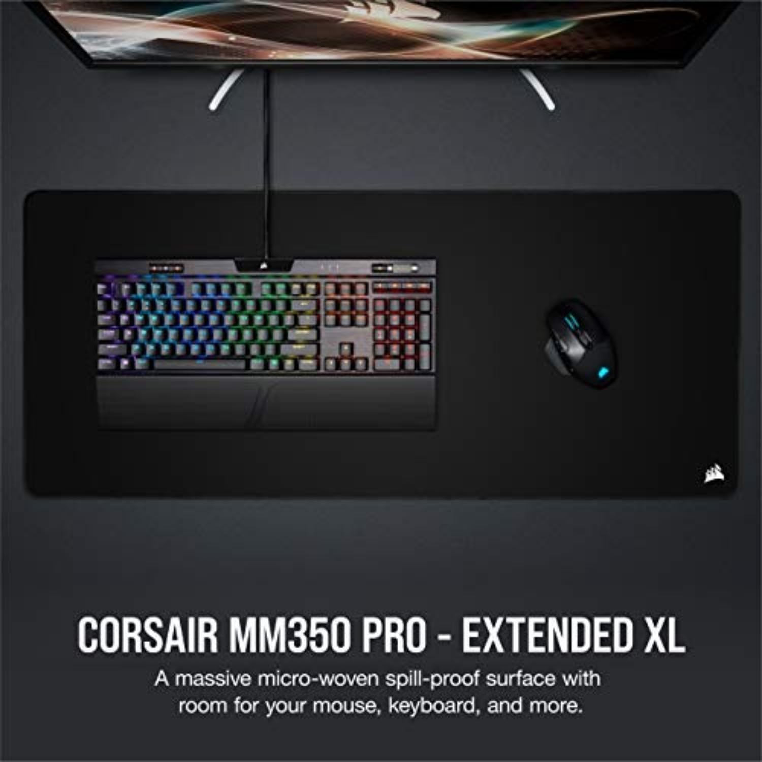 Thumbnail 1 de Corsair MM350 PRO Extended XL Gaming Mouse Pad (Spill-Proof, 36.6” x 15.7”) – Black
