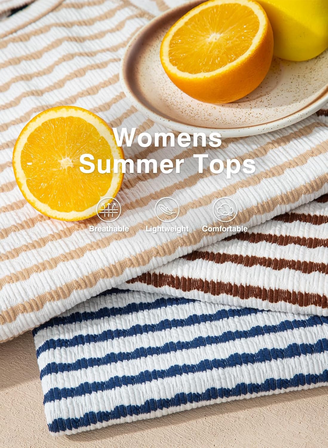 Thumbnail 5 de Dokotoo Women’s Summer Oversized Striped Color Block T-Shirt - Short Sleeve Crewneck